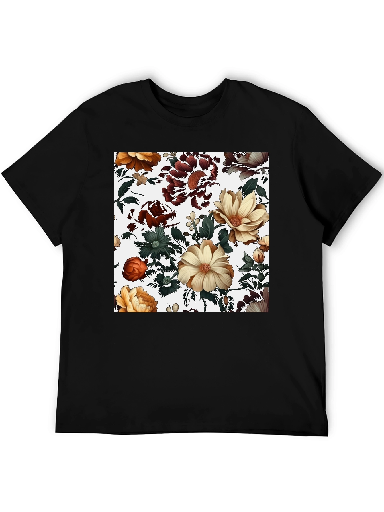 Floral Print Black T-Shirt