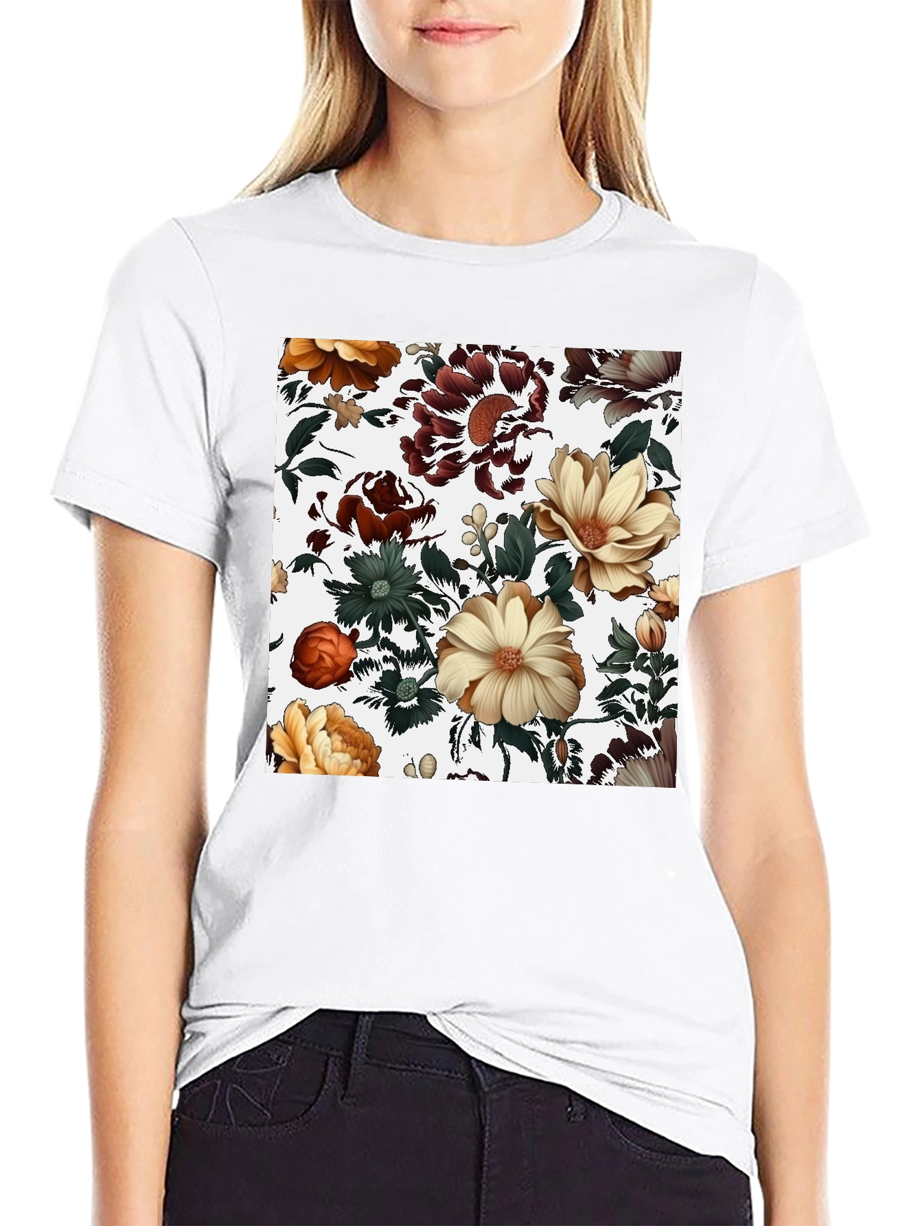 Floral Print Black T-Shirt