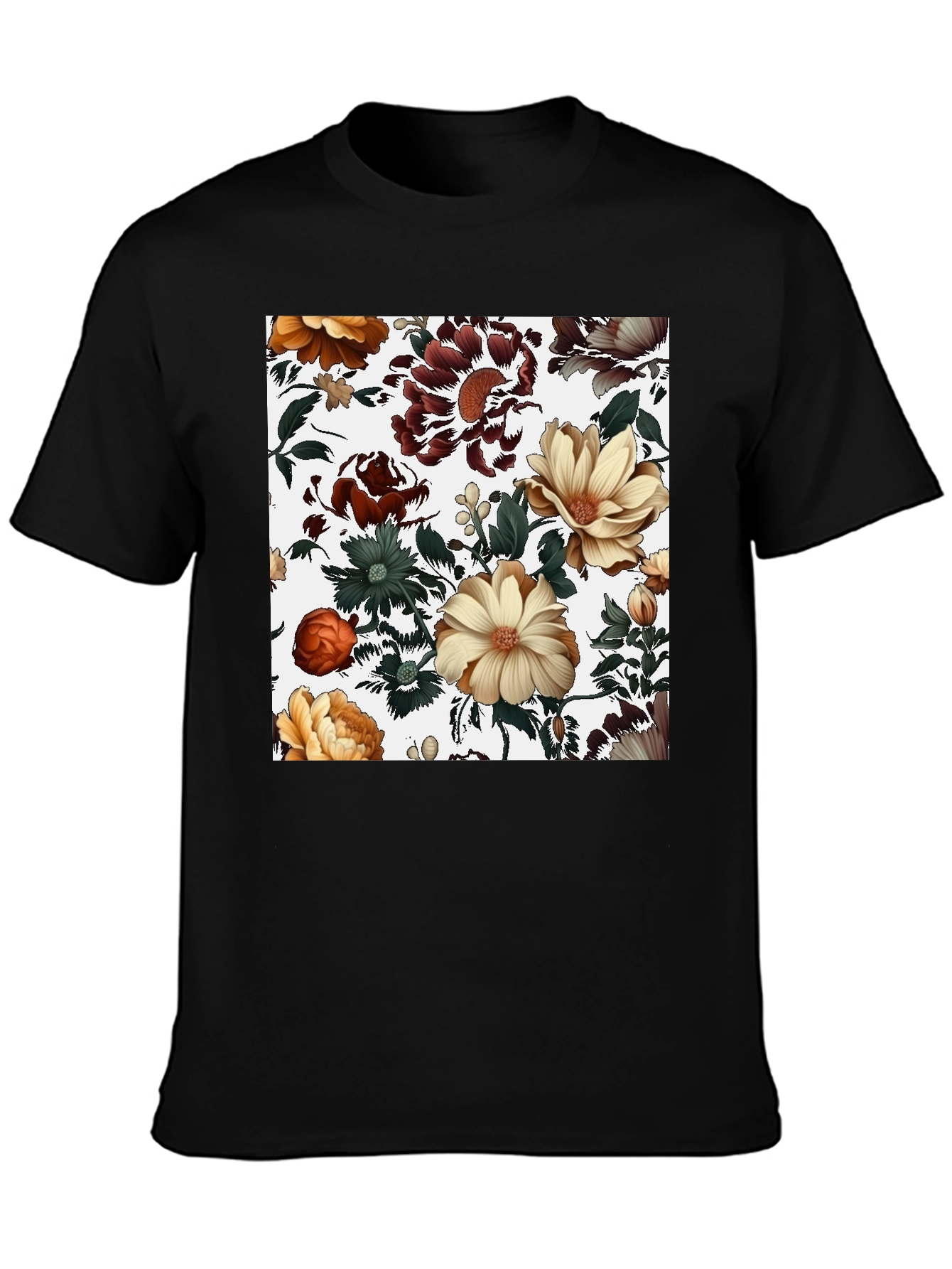 Floral Print Black T-Shirt