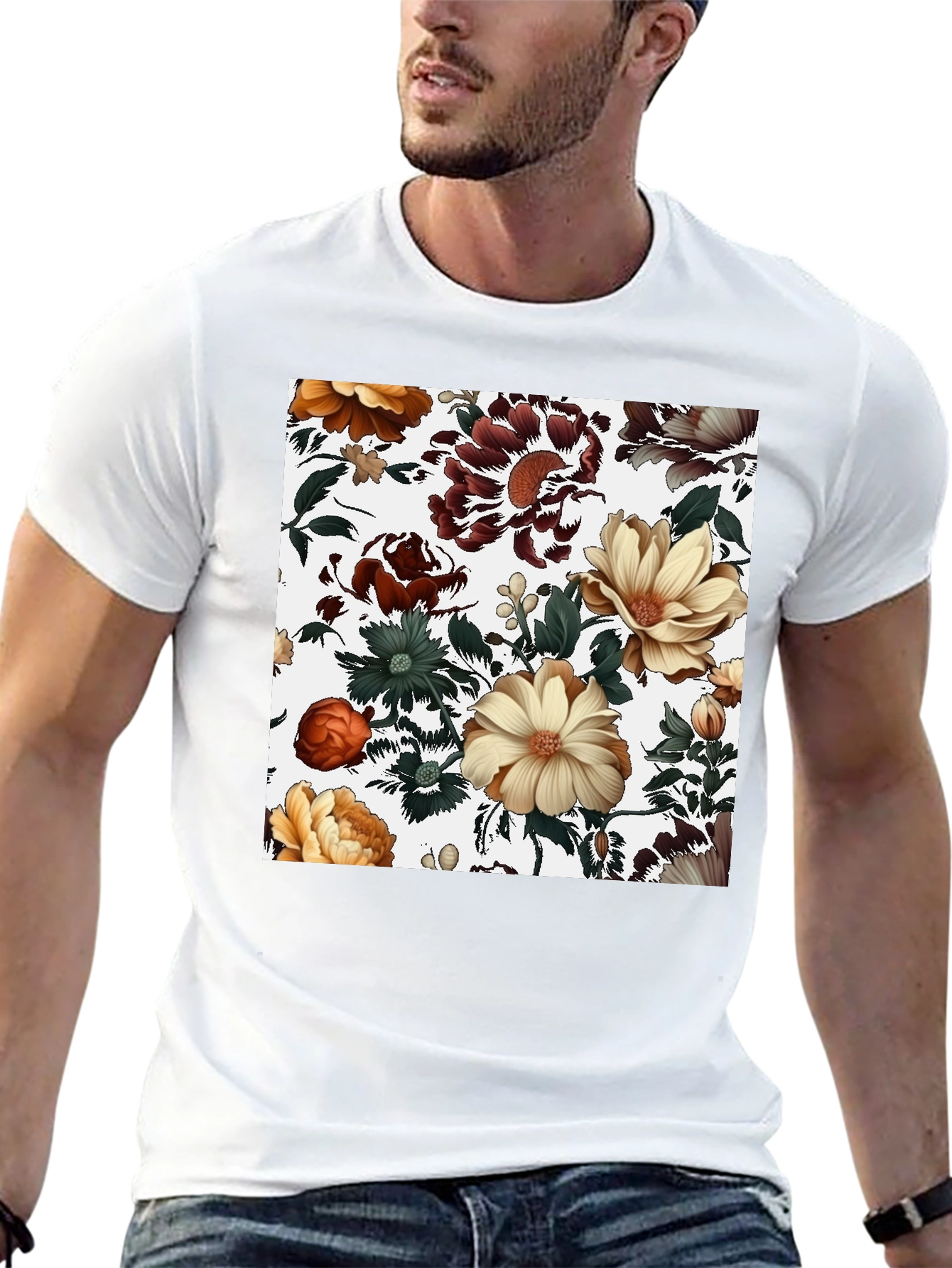 Floral Print Black T-Shirt