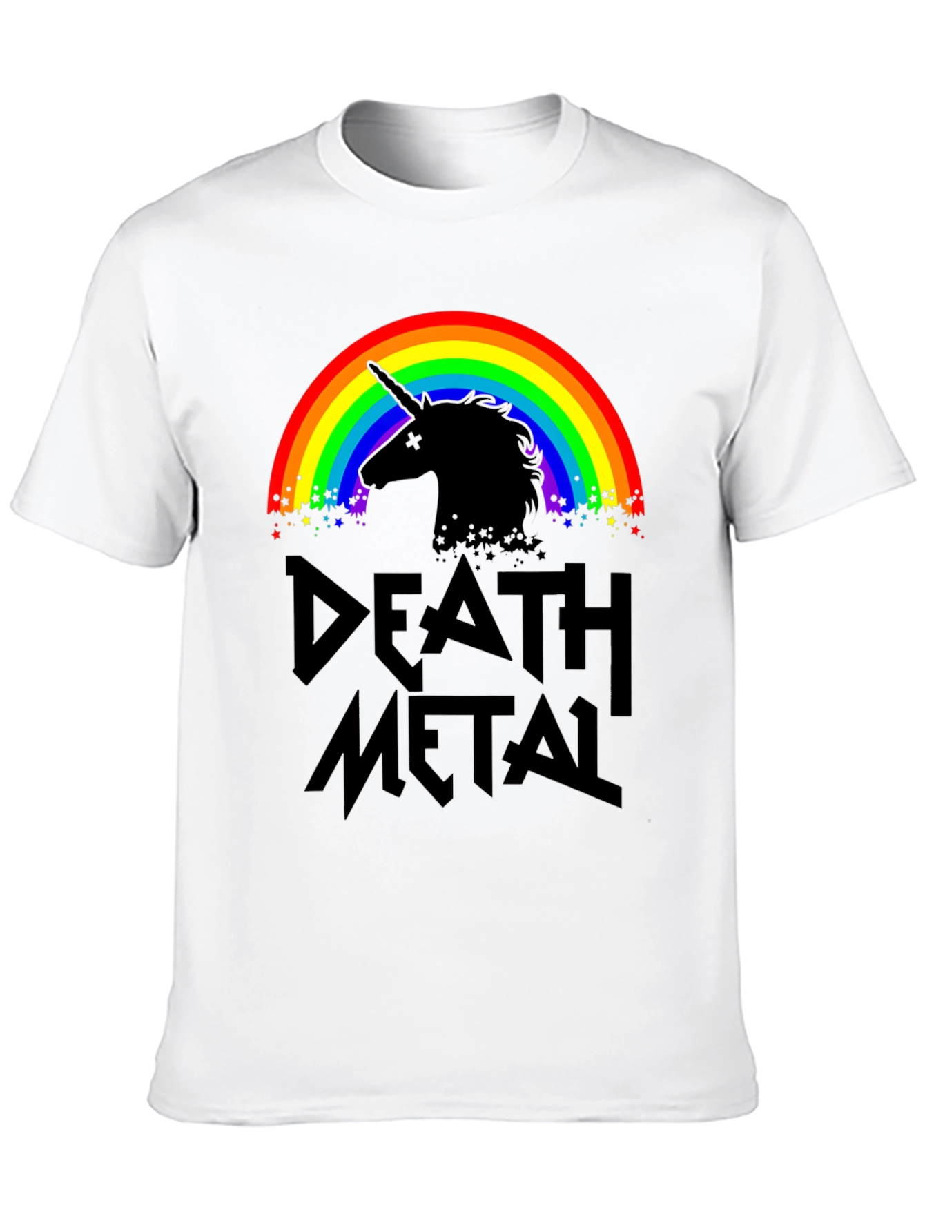 Death Metal Unicorn Rainbow Graphic T-Shirt