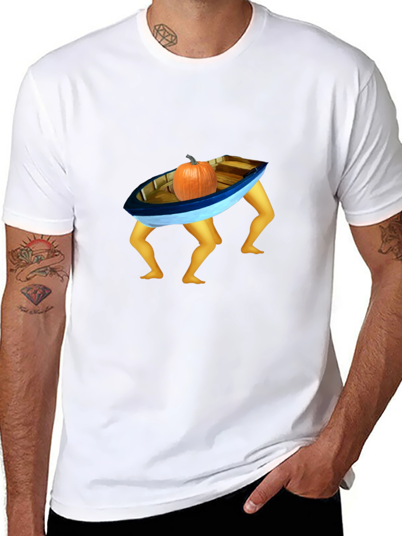 Funny Pumpkin Boat Legs T-Shirt