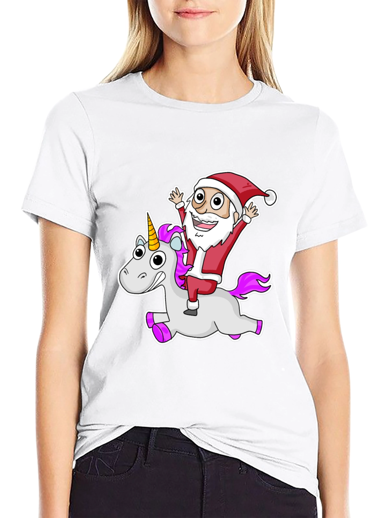 Santa Riding Unicorn Graphic Tee