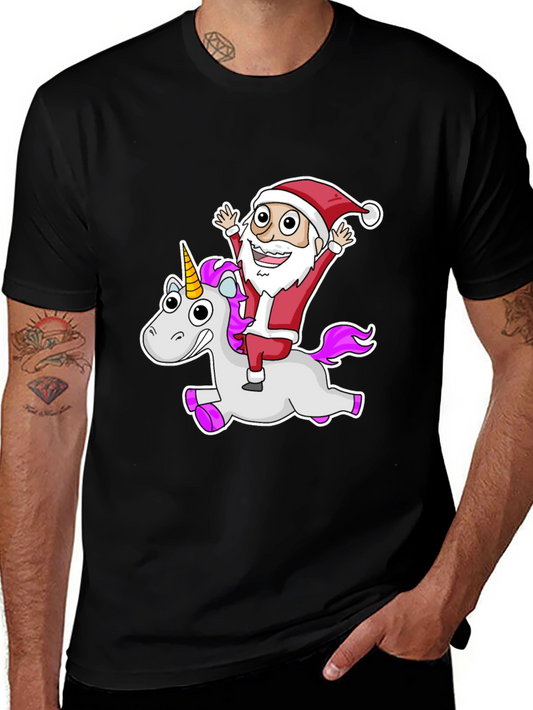 Santa Riding Unicorn Graphic Tee
