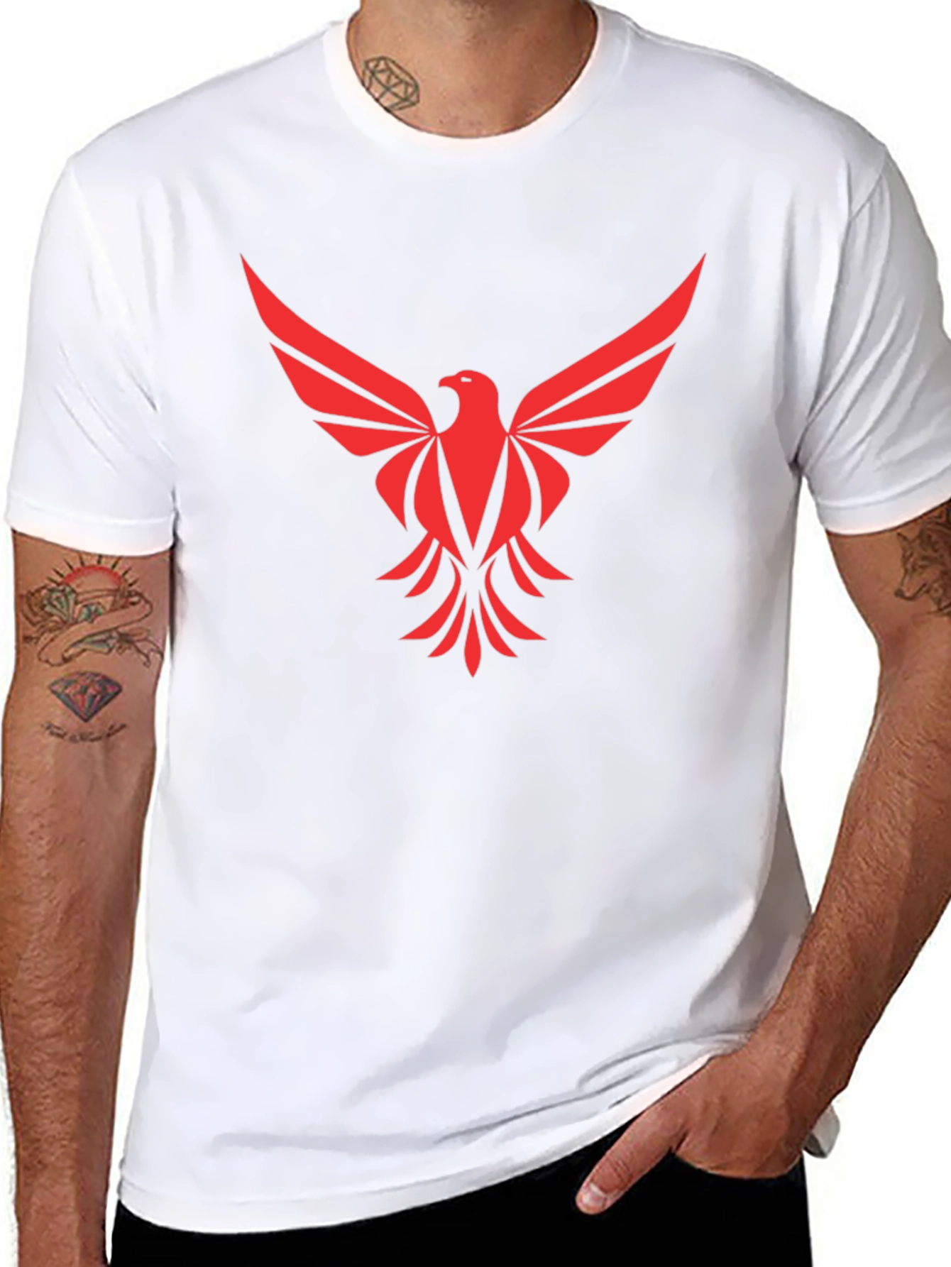 Red Phoenix Graphic Tee - Black Cotton Comfort