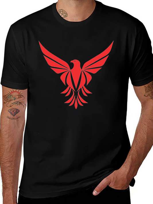 Red Phoenix Graphic Tee - Black Cotton Comfort