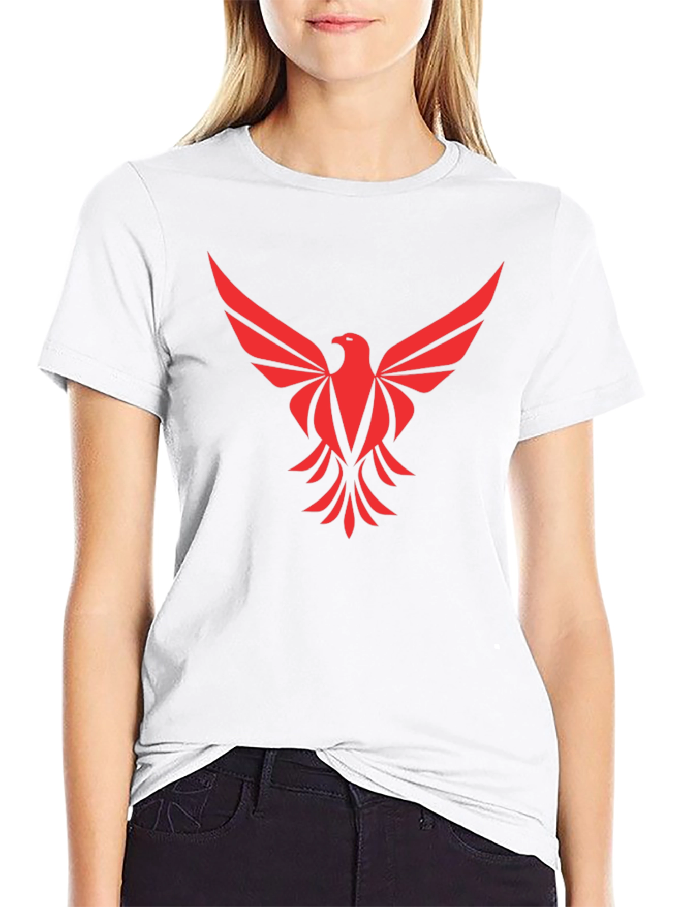 Red Phoenix Graphic Tee - Black Cotton Comfort