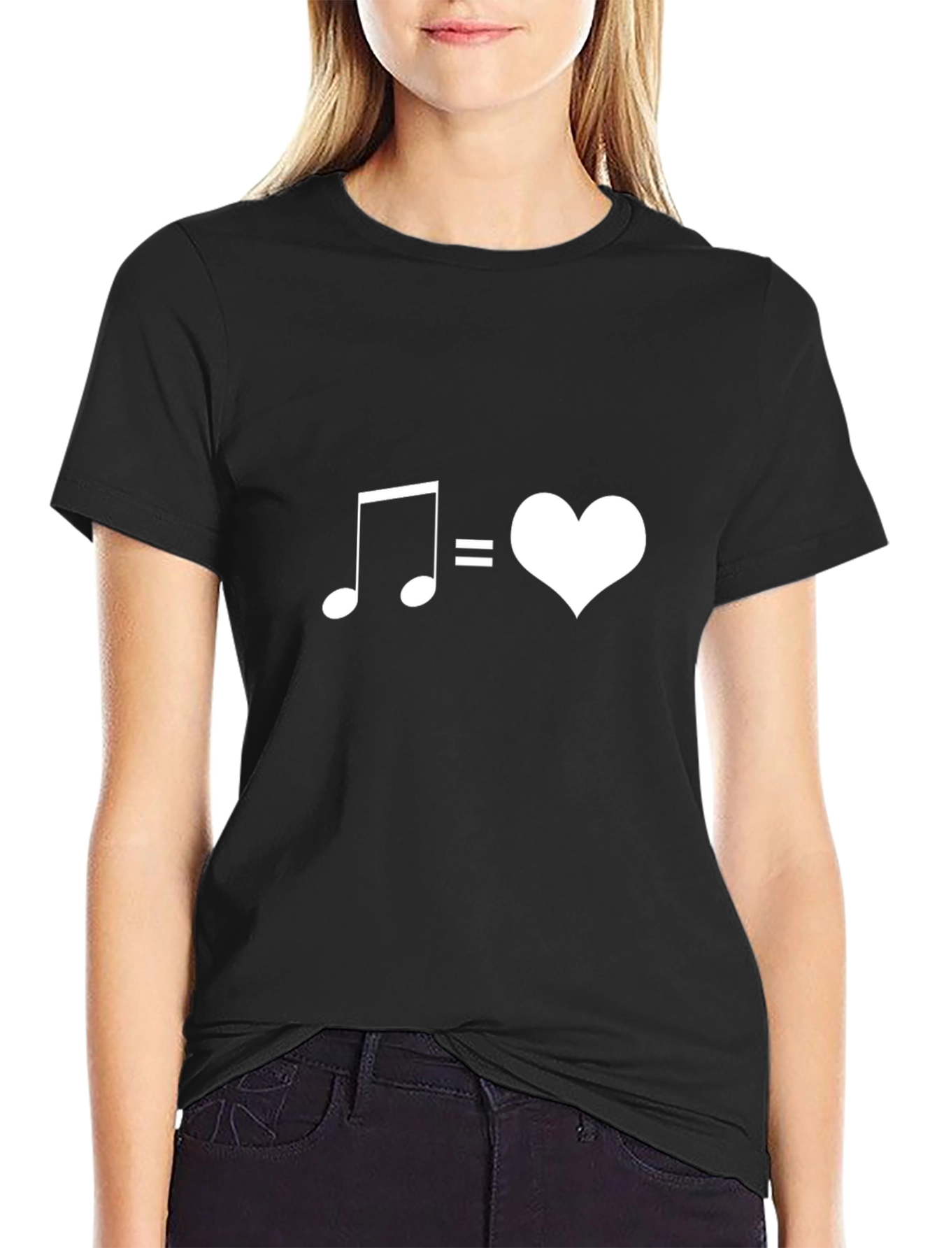 Music Equals Love Graphic Tee - Black Cotton Shirt
