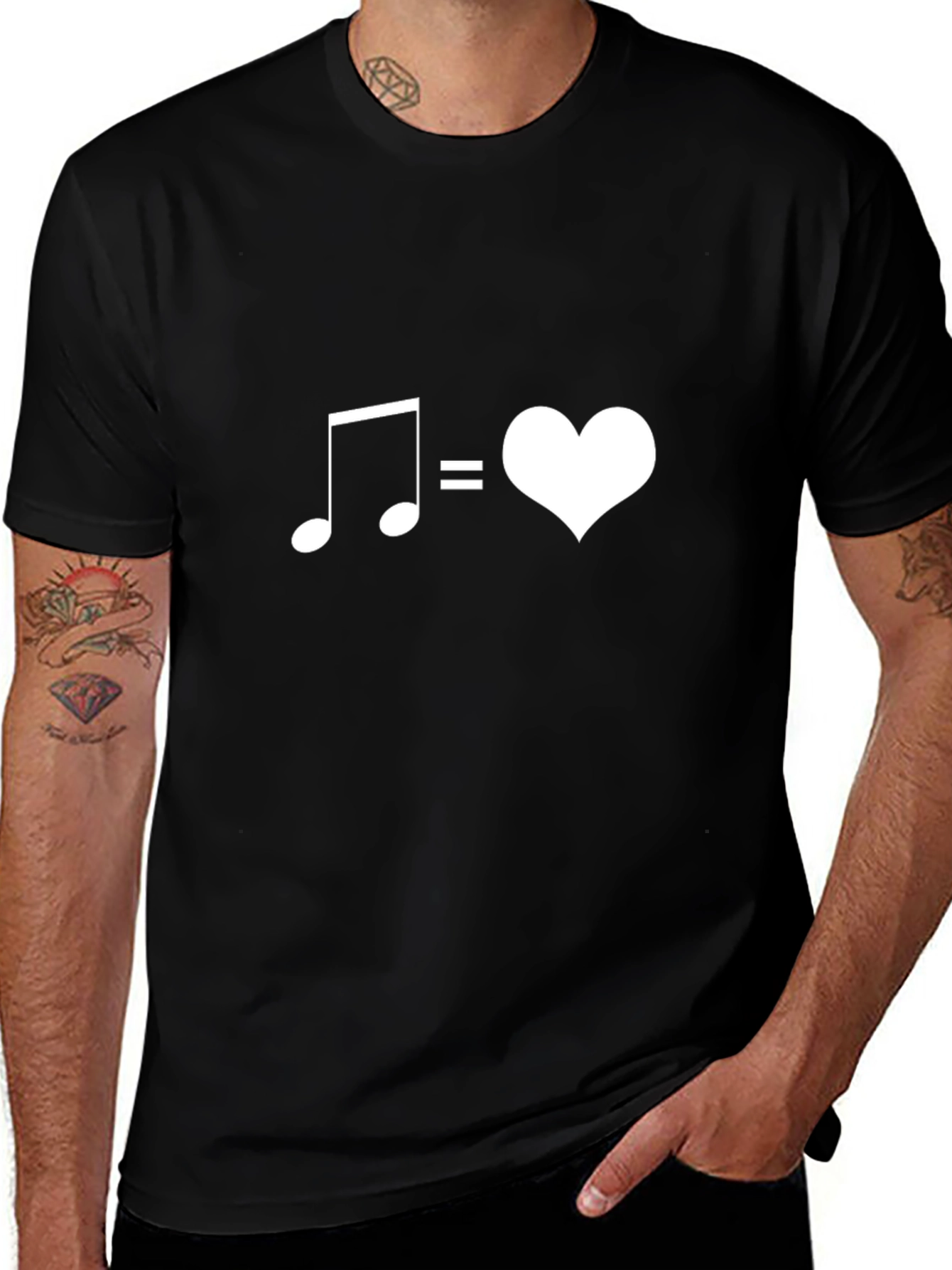 Music Equals Love Graphic Tee - Black Cotton Shirt