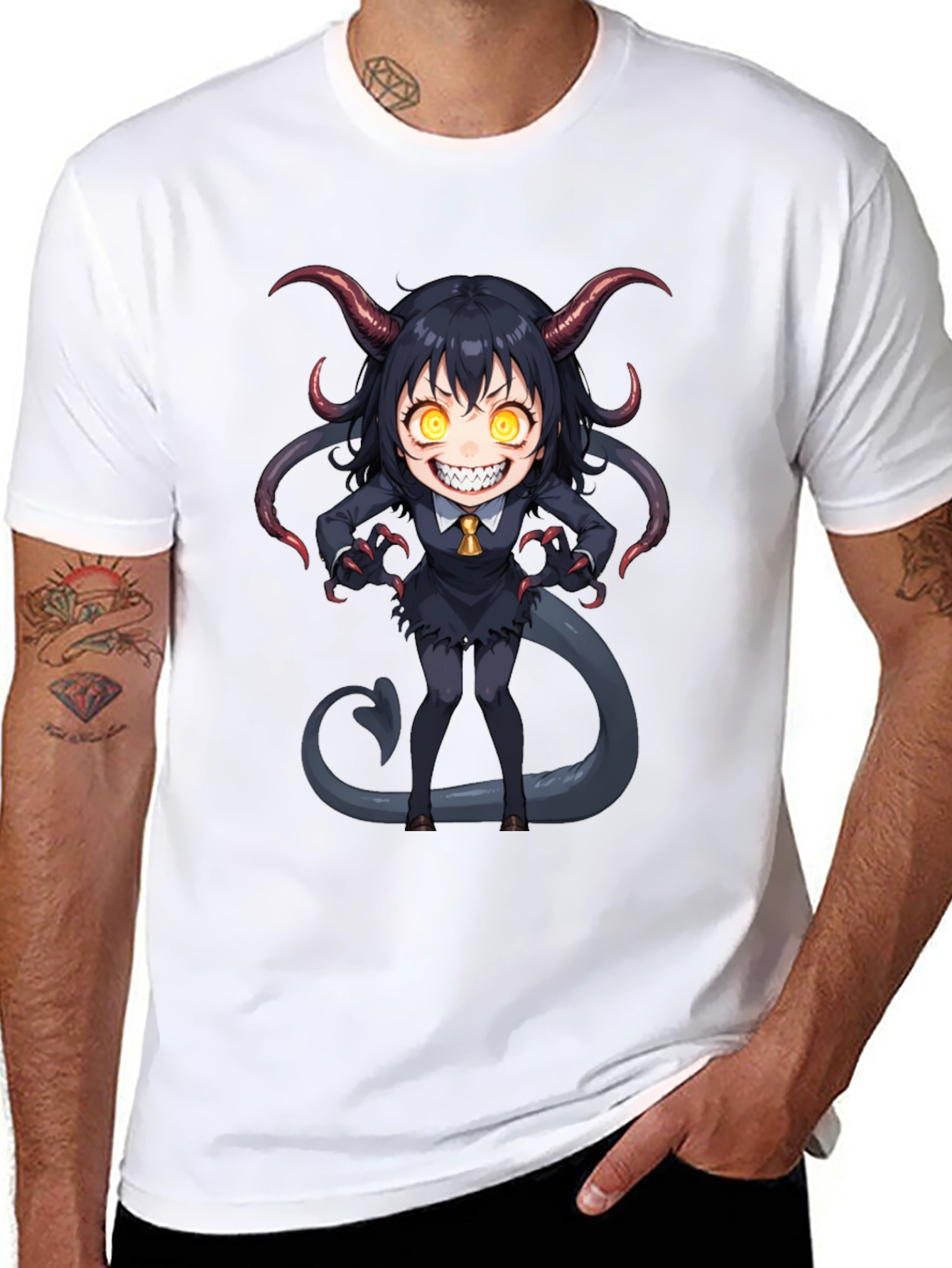 Devil Girl Graphic Tee - Black Cotton T-Shirt