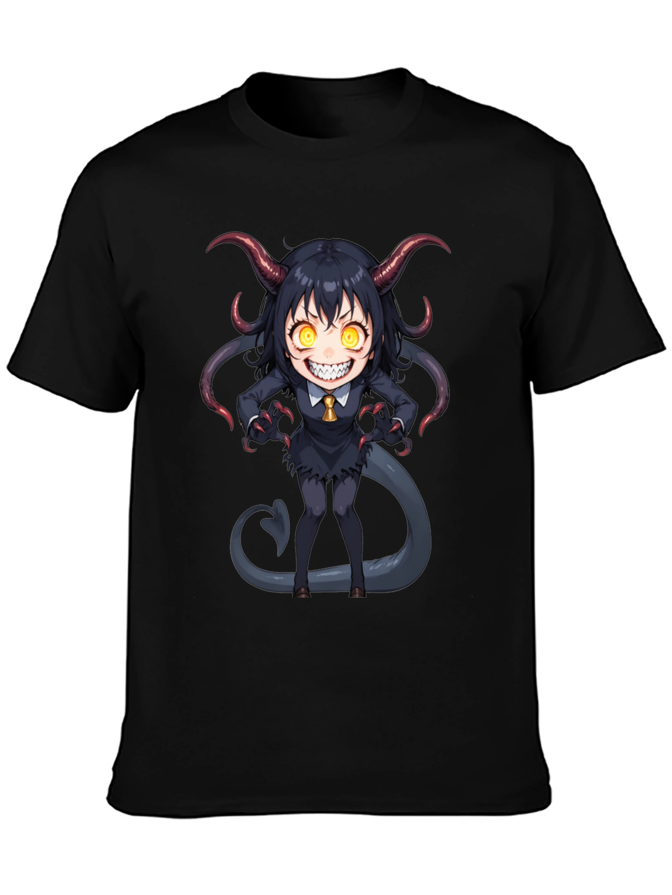 Devil Girl Graphic Tee - Black Cotton T-Shirt