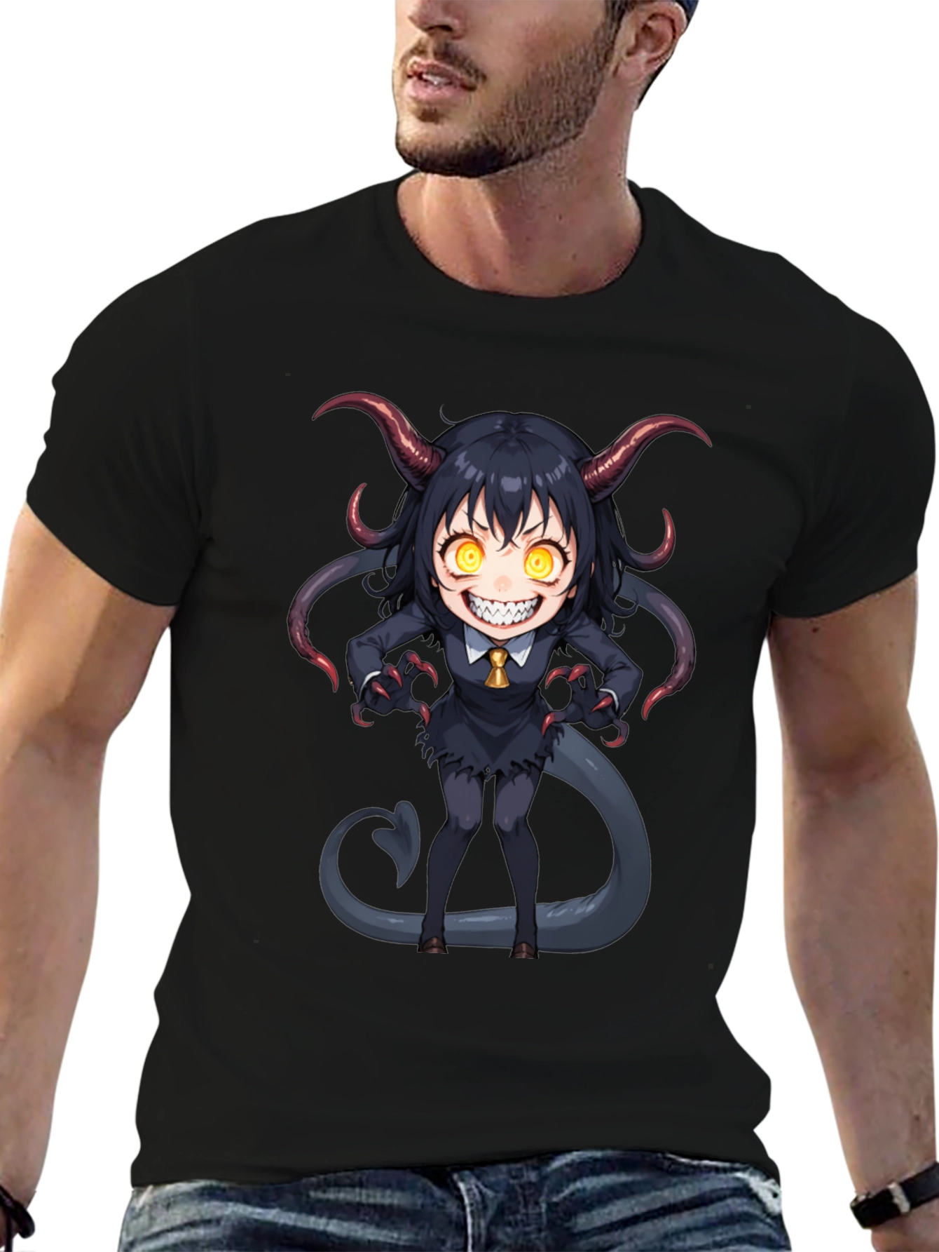 Devil Girl Graphic Tee - Black Cotton T-Shirt