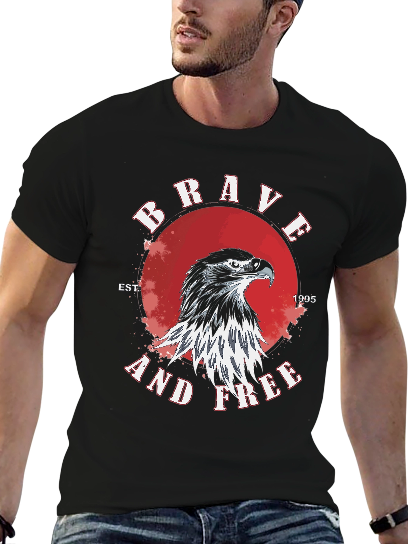Brave and Free Eagle Graphic Tee - Black