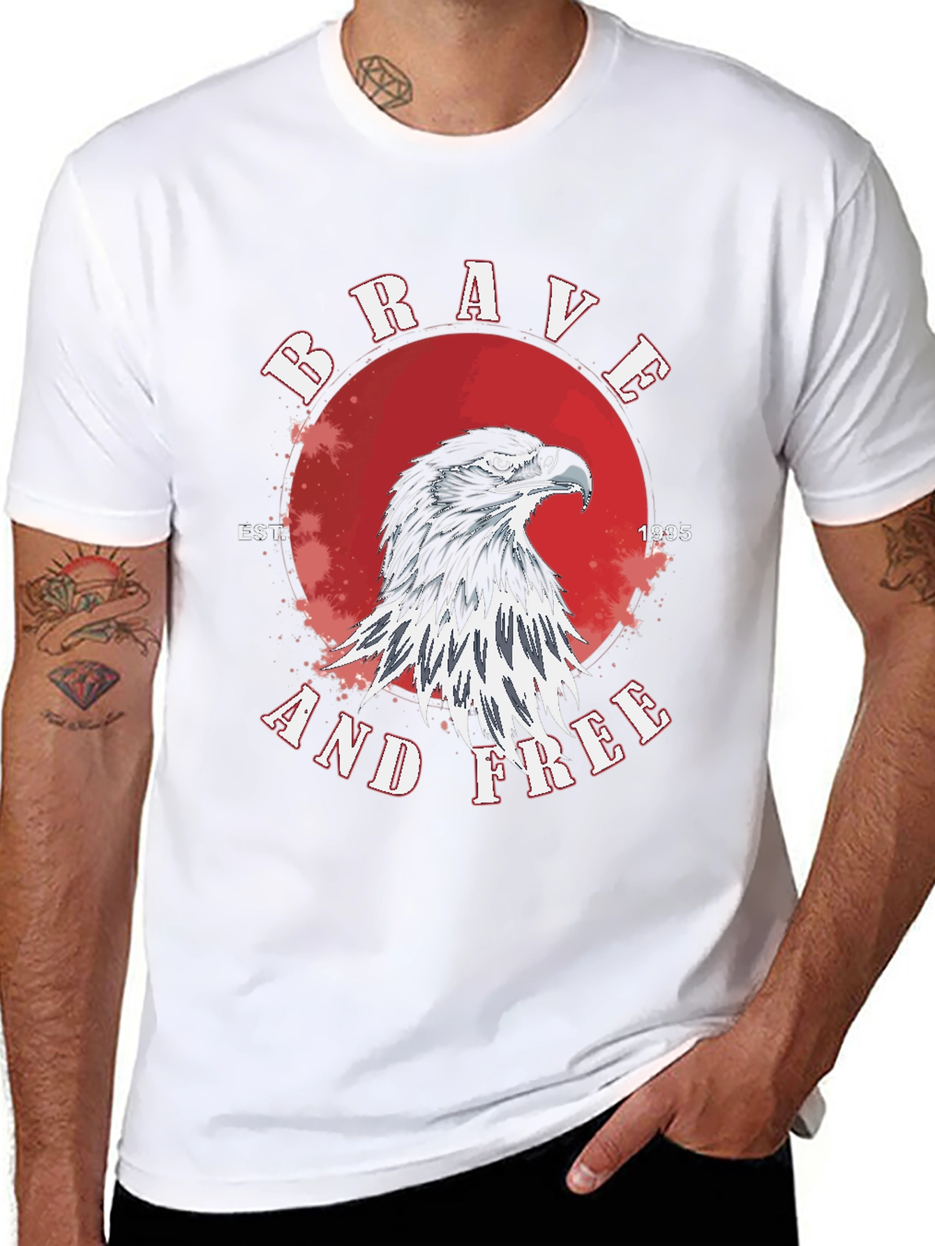 Brave and Free Eagle Graphic Tee - Black