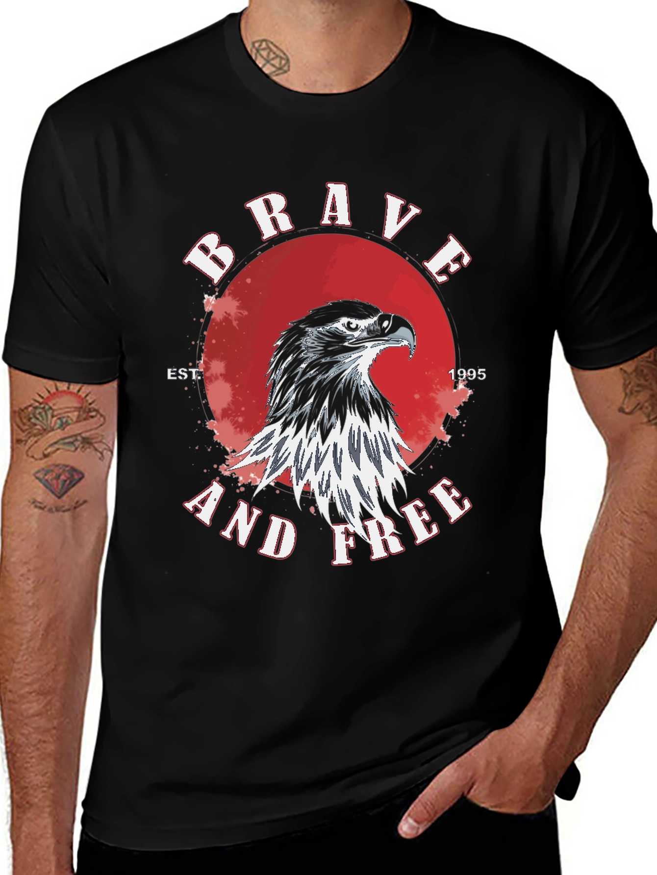 Brave and Free Eagle Graphic Tee - Black