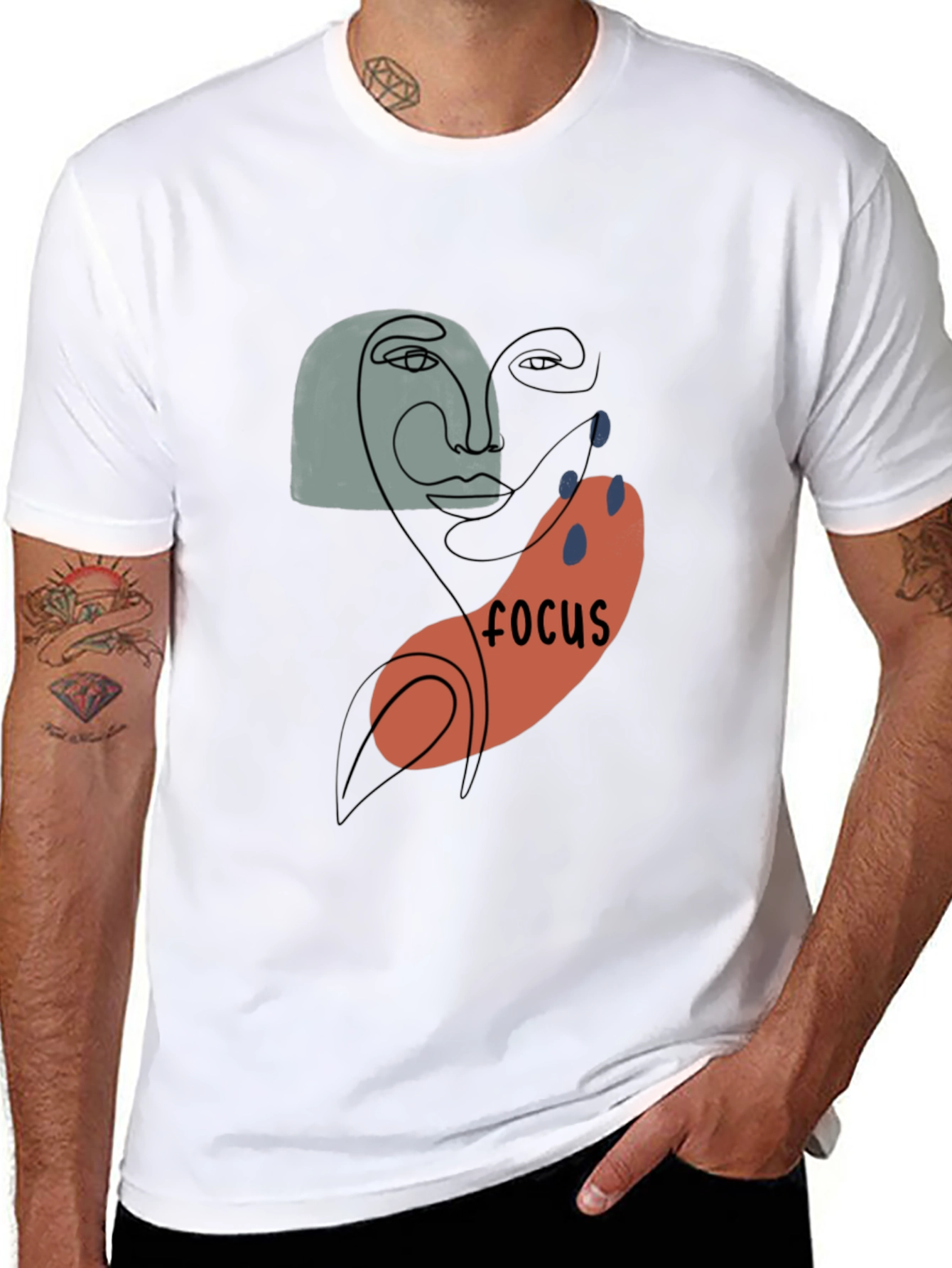 Abstract Focus Graphic Black T-Shirt