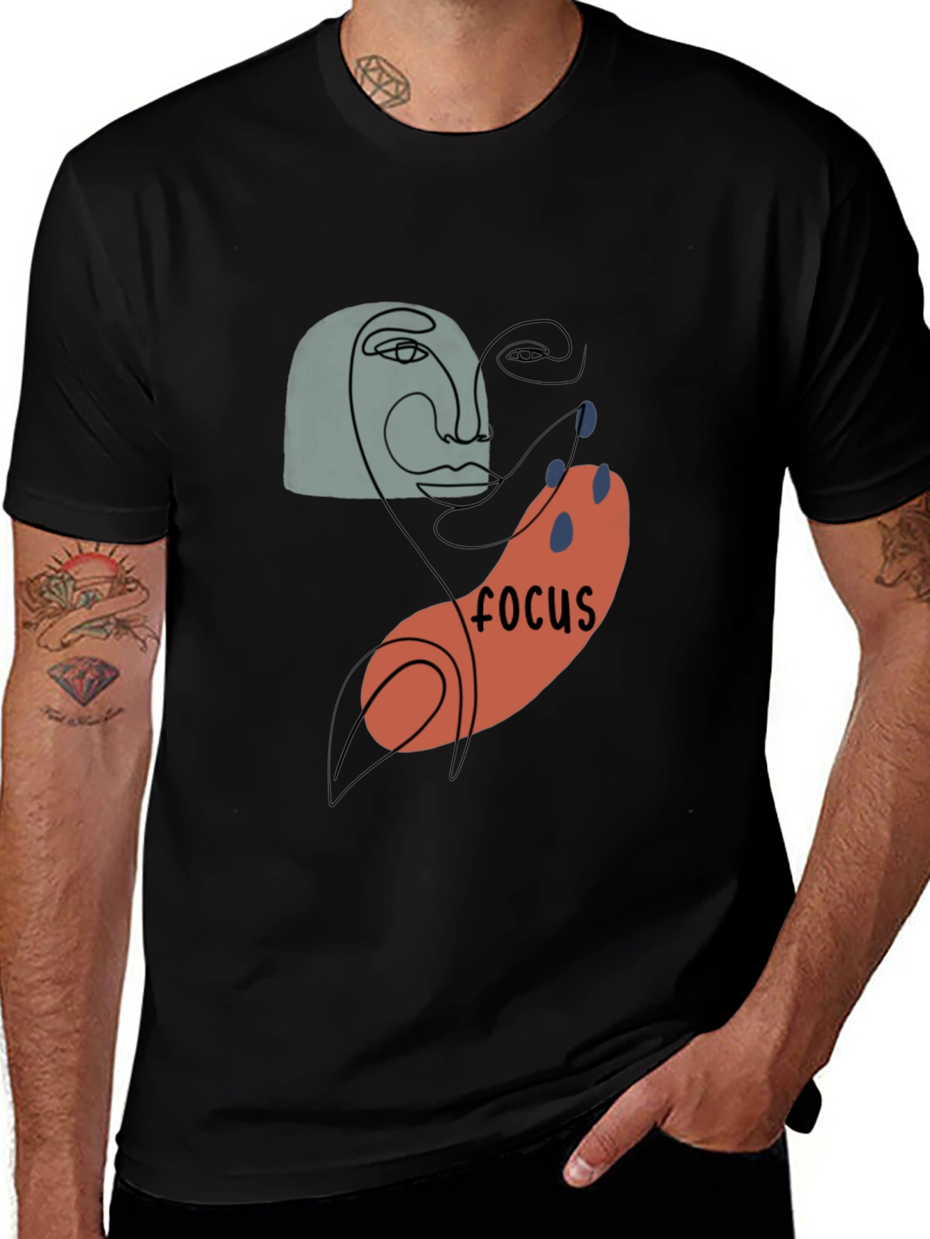Abstract Focus Graphic Black T-Shirt