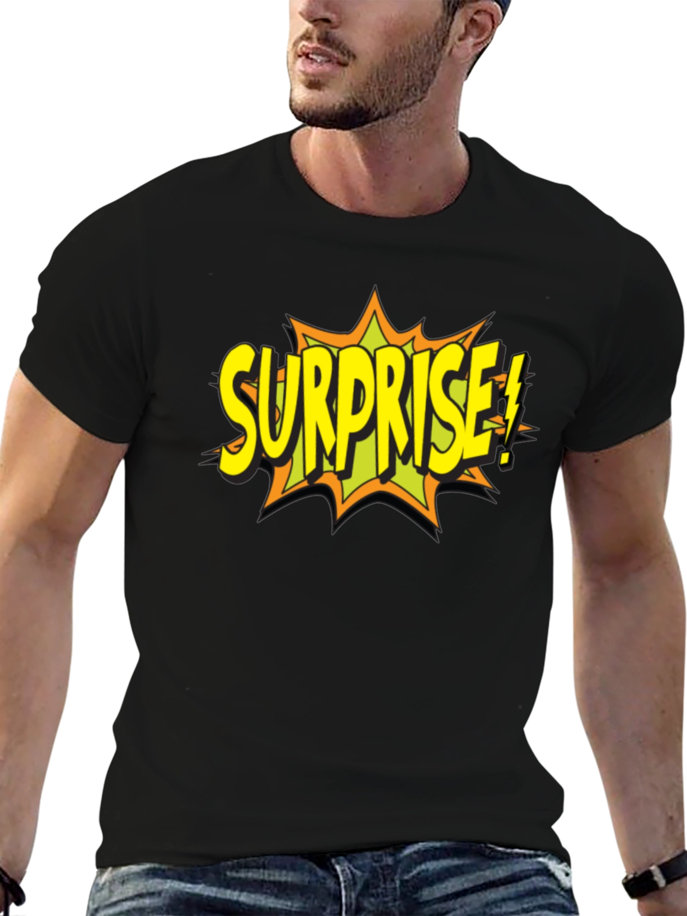 Surprise Graphic T-Shirt - Black Cotton Tee