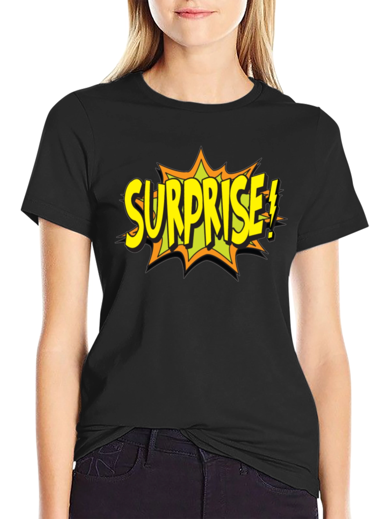 Surprise Graphic T-Shirt - Black Cotton Tee