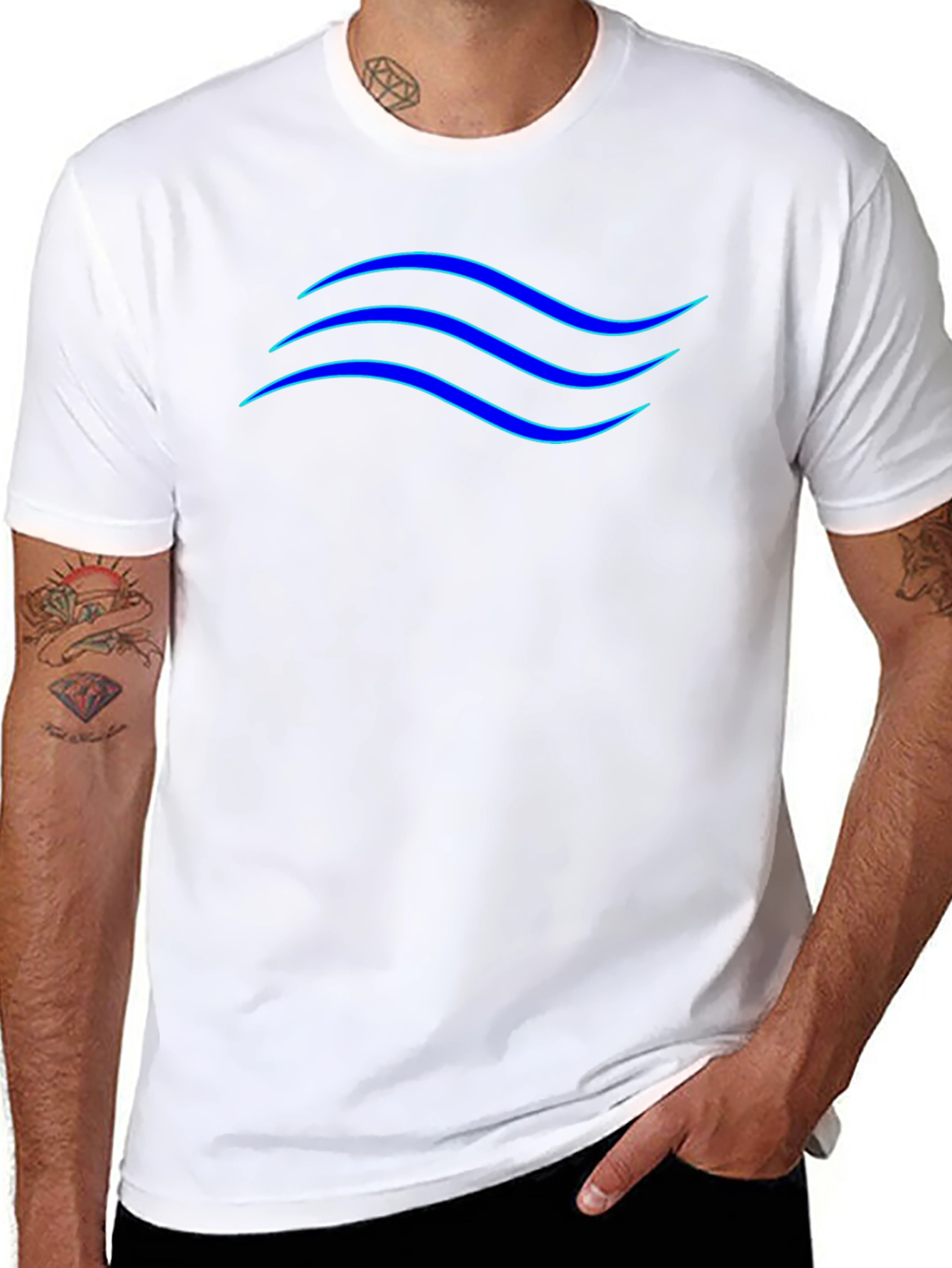 Blue Wave Design Black T-Shirt