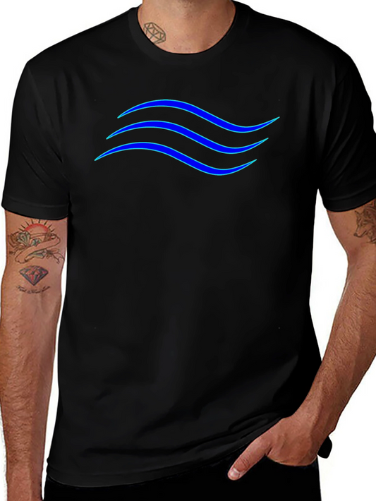 Blue Wave Design Black T-Shirt