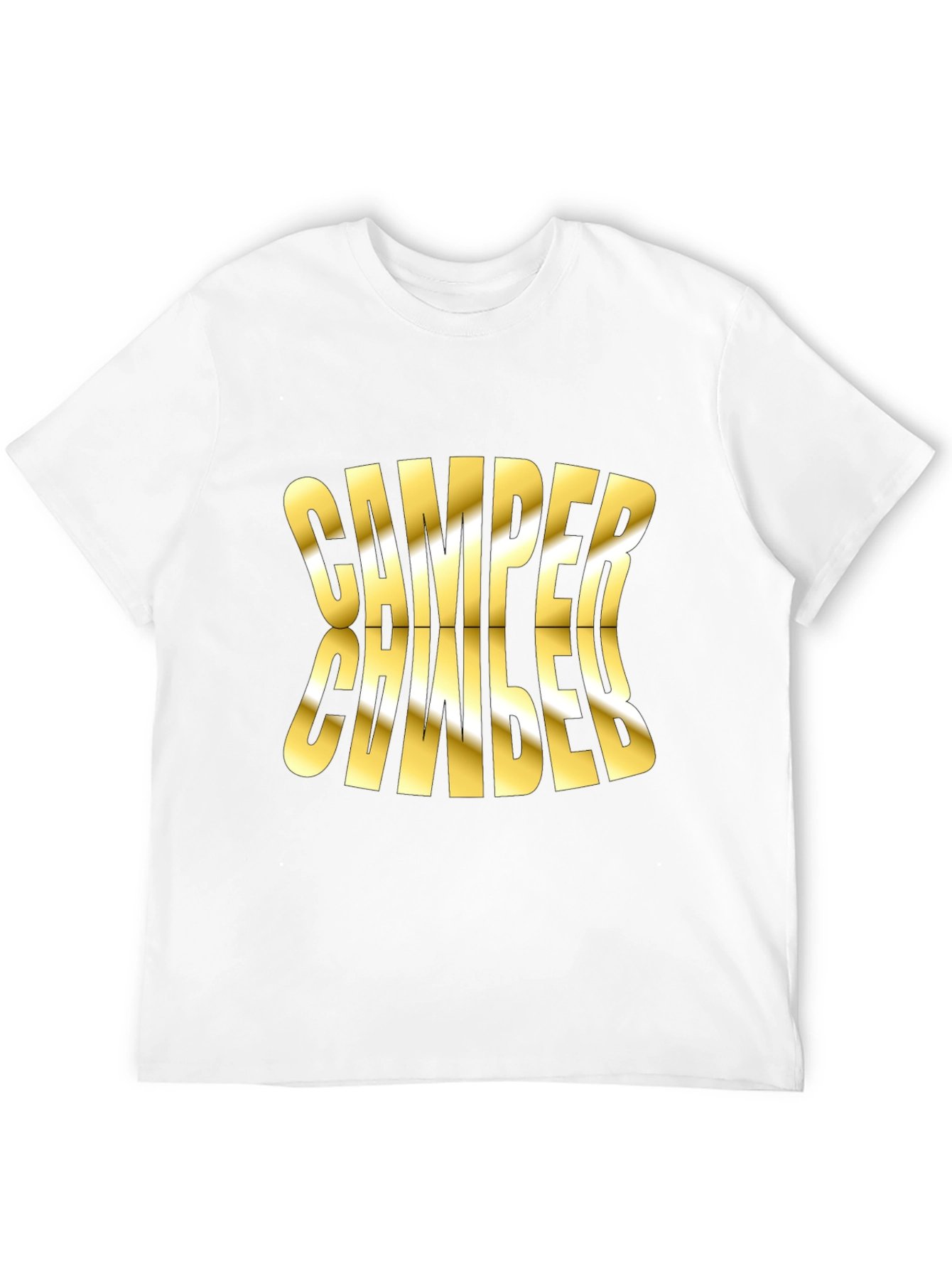 Camper Mirror Gold Print Black T-Shirt