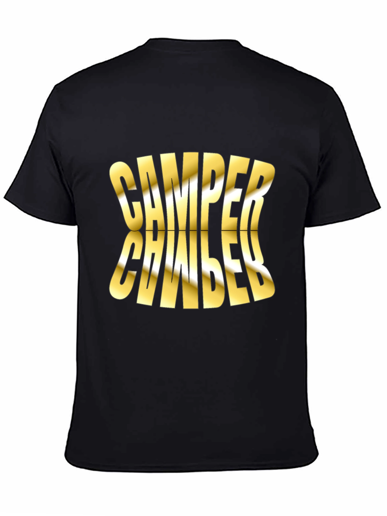 Camper Mirror Gold Print Black T-Shirt