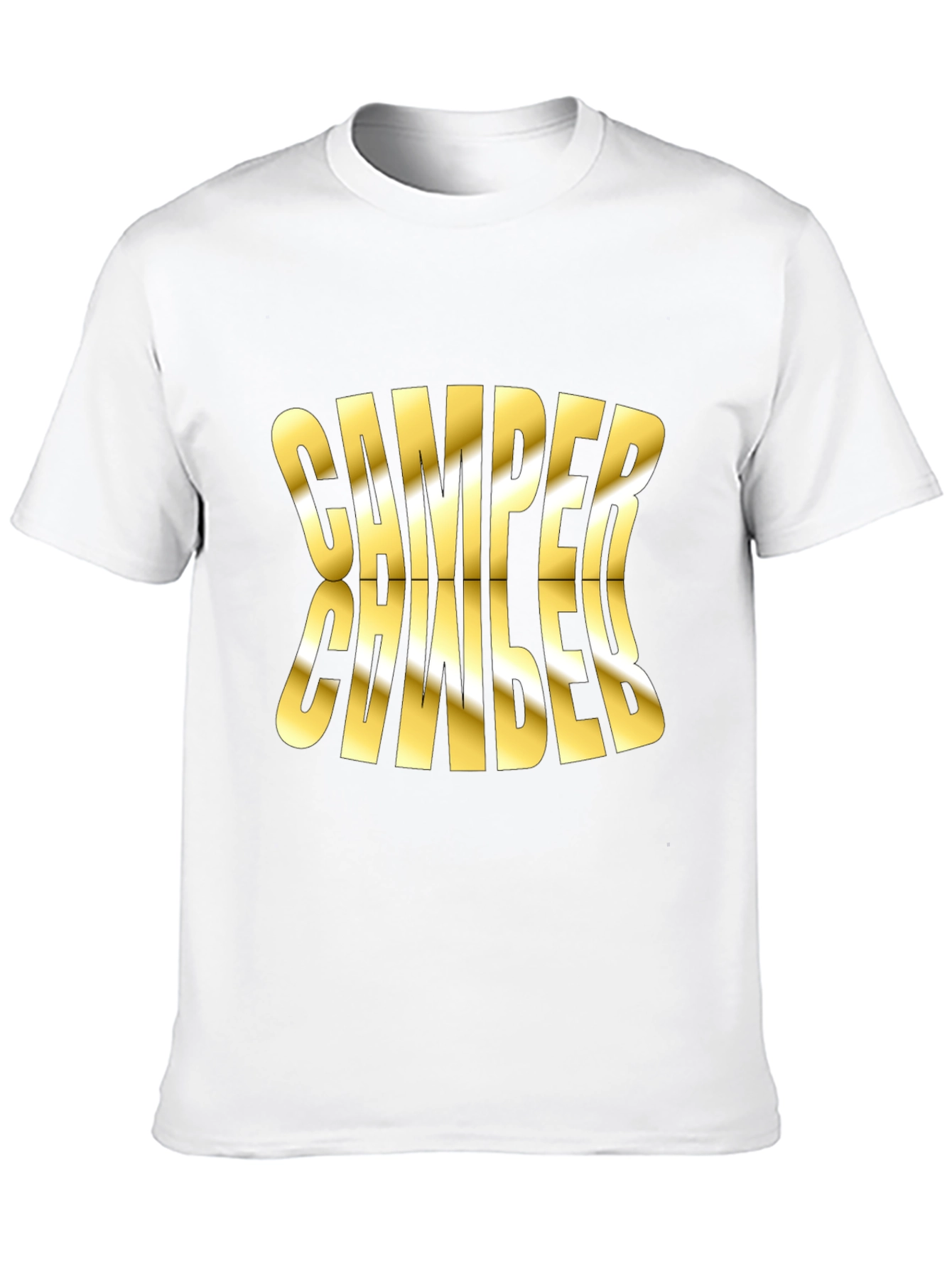 Camper Mirror Gold Print Black T-Shirt