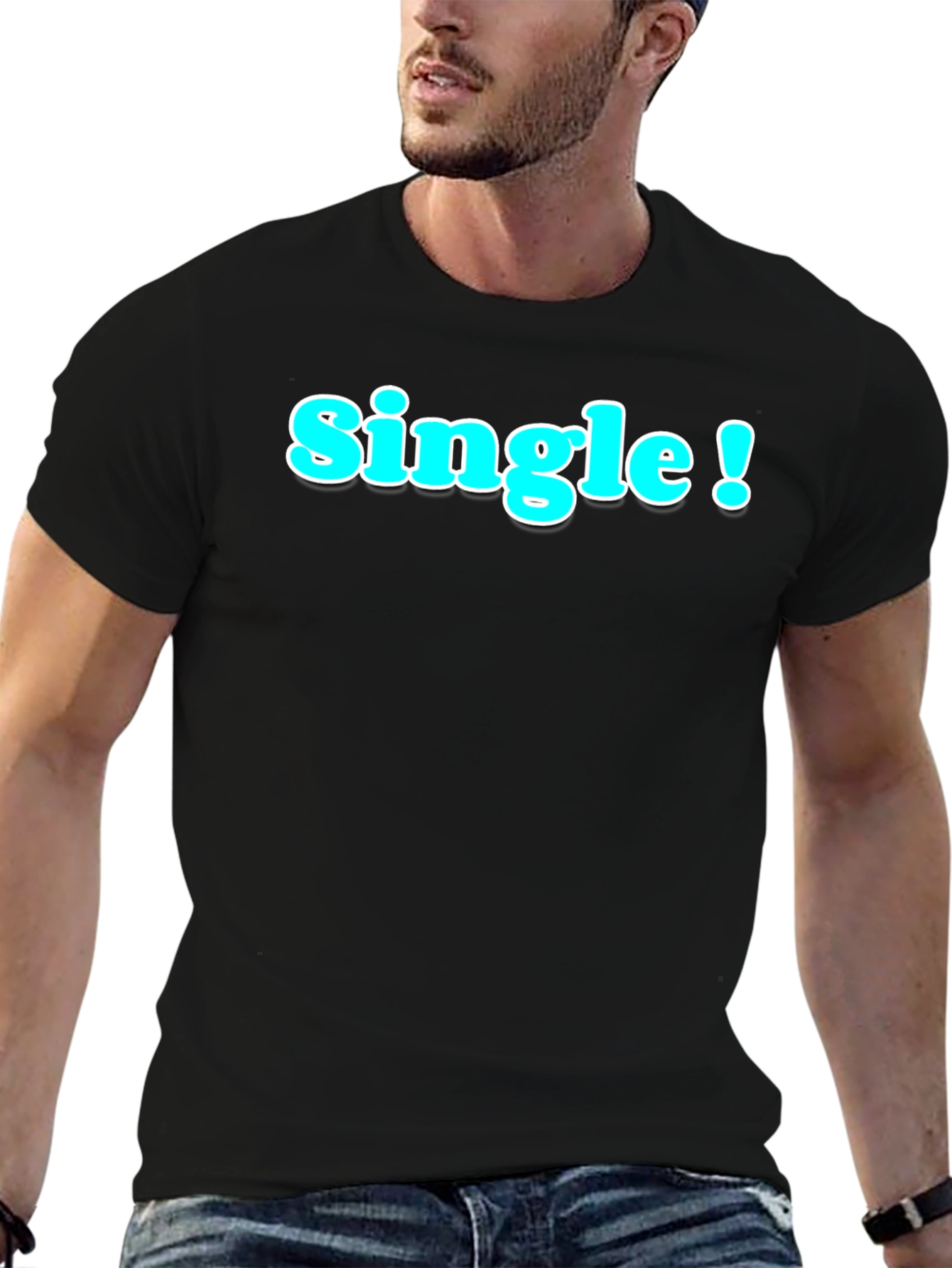 Single! Black Graphic Tee - Casual Style