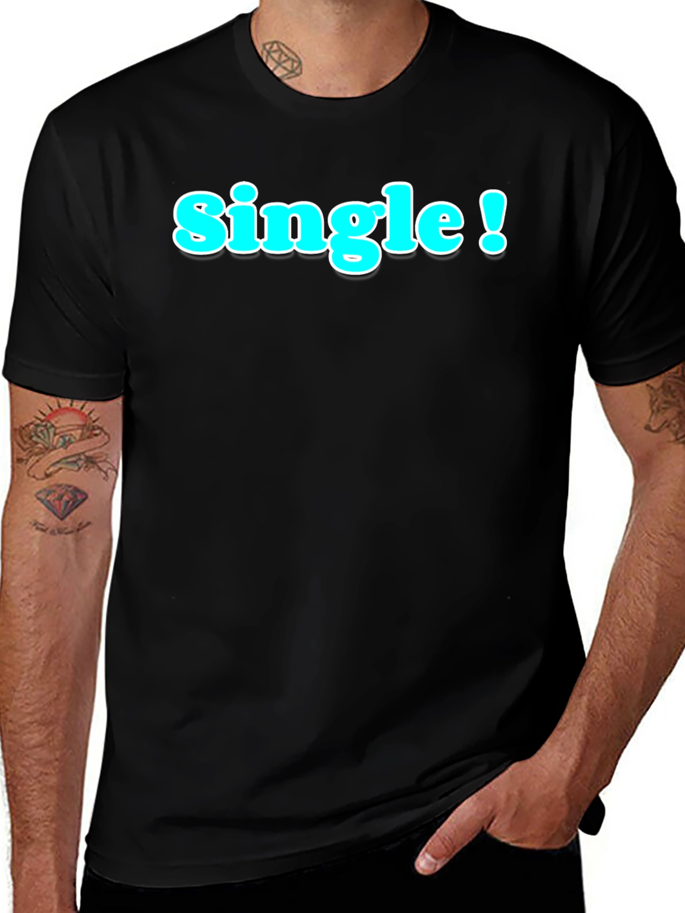 Single! Black Graphic Tee - Casual Style