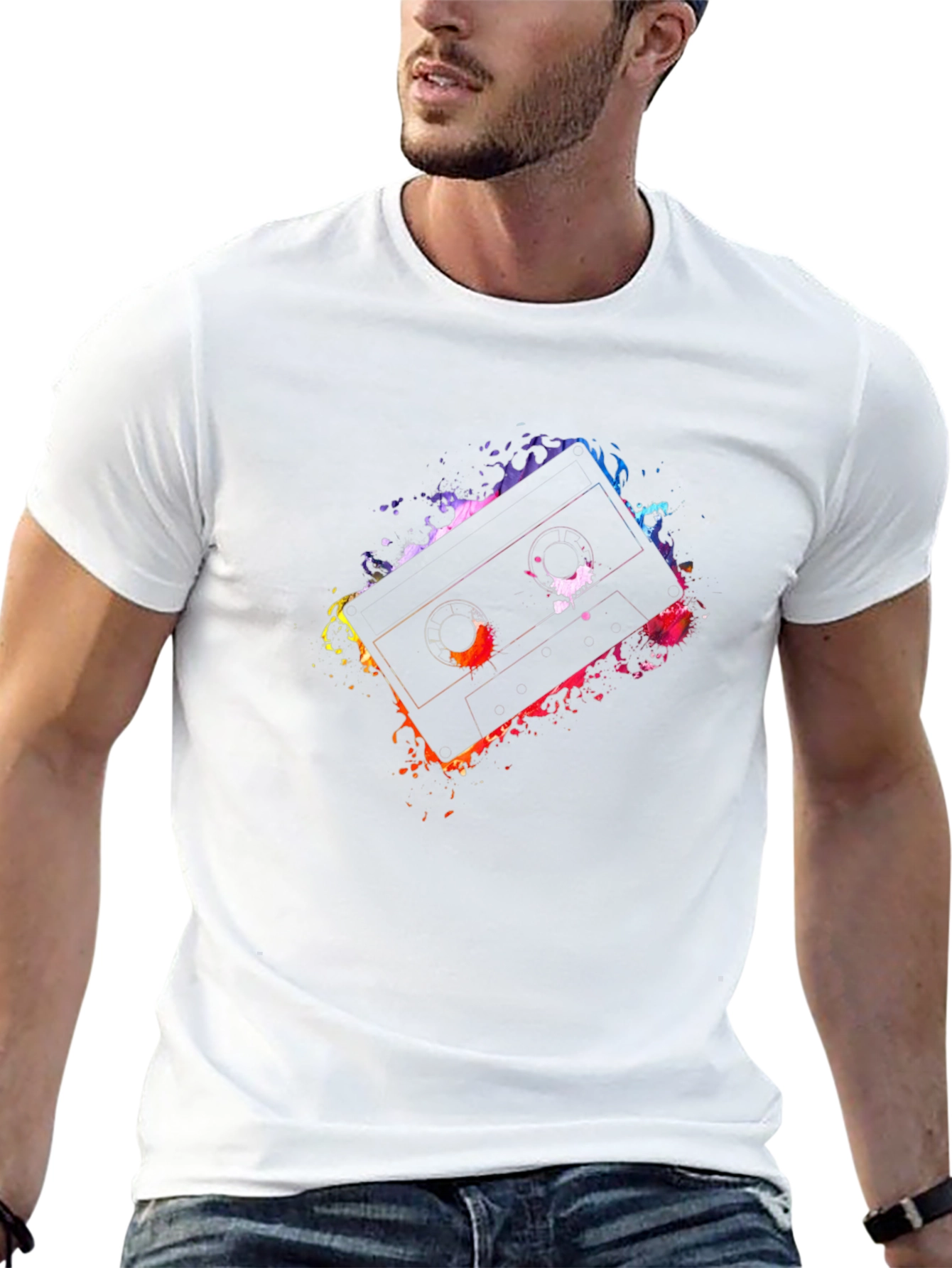 Retro Cassette Tape Graphic Tee - Black T-Shirt