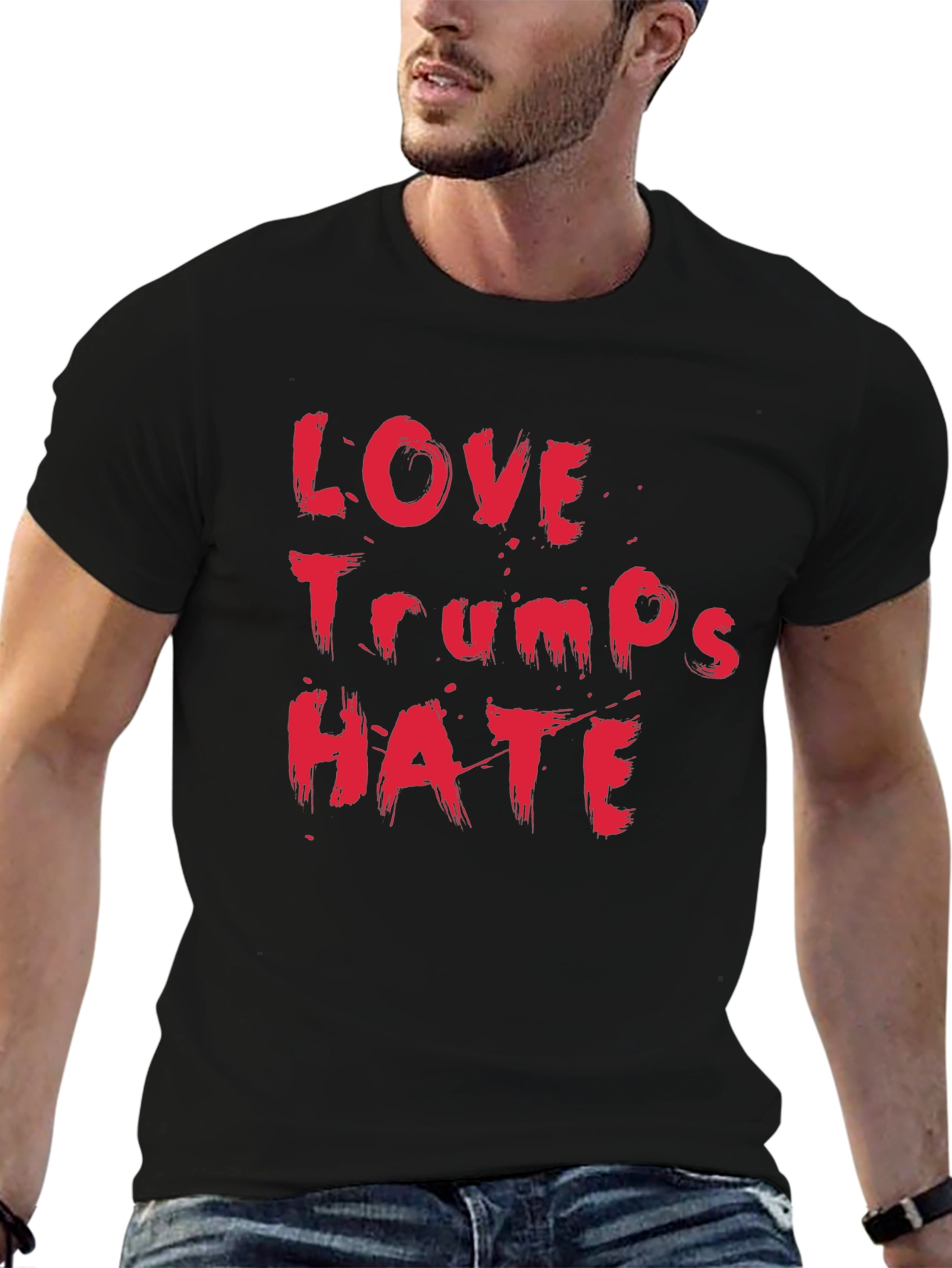 Love Trumps Hate Black Cotton T-Shirt