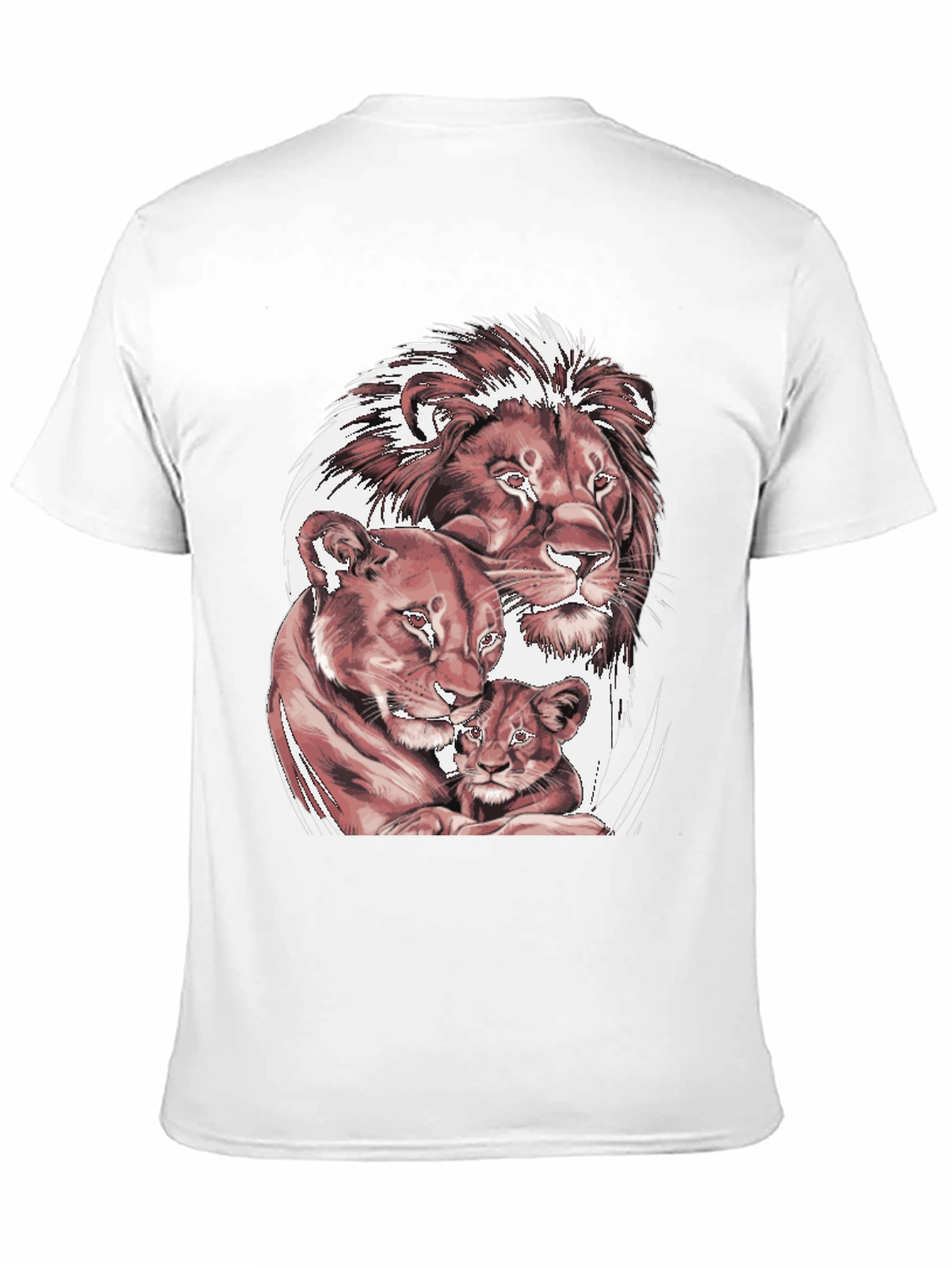 Lion Family Graphic Tee - Black Cotton T-Shirt