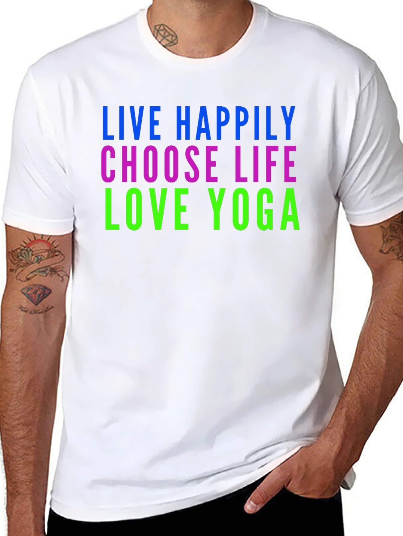 Live Happily Choose Life Love Yoga Graphic T-Shirt