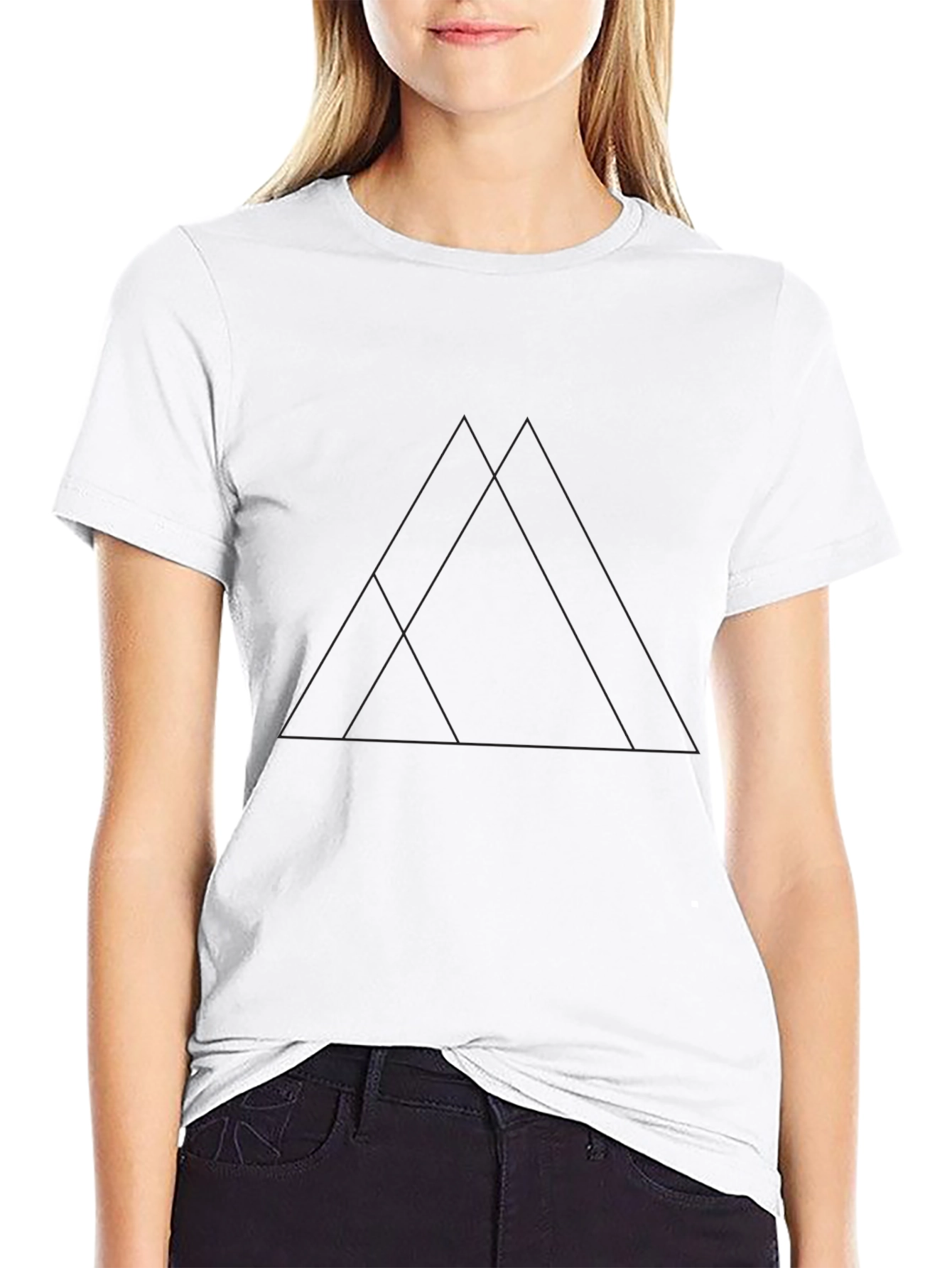Minimalist Triangle Graphic Black T-Shirt