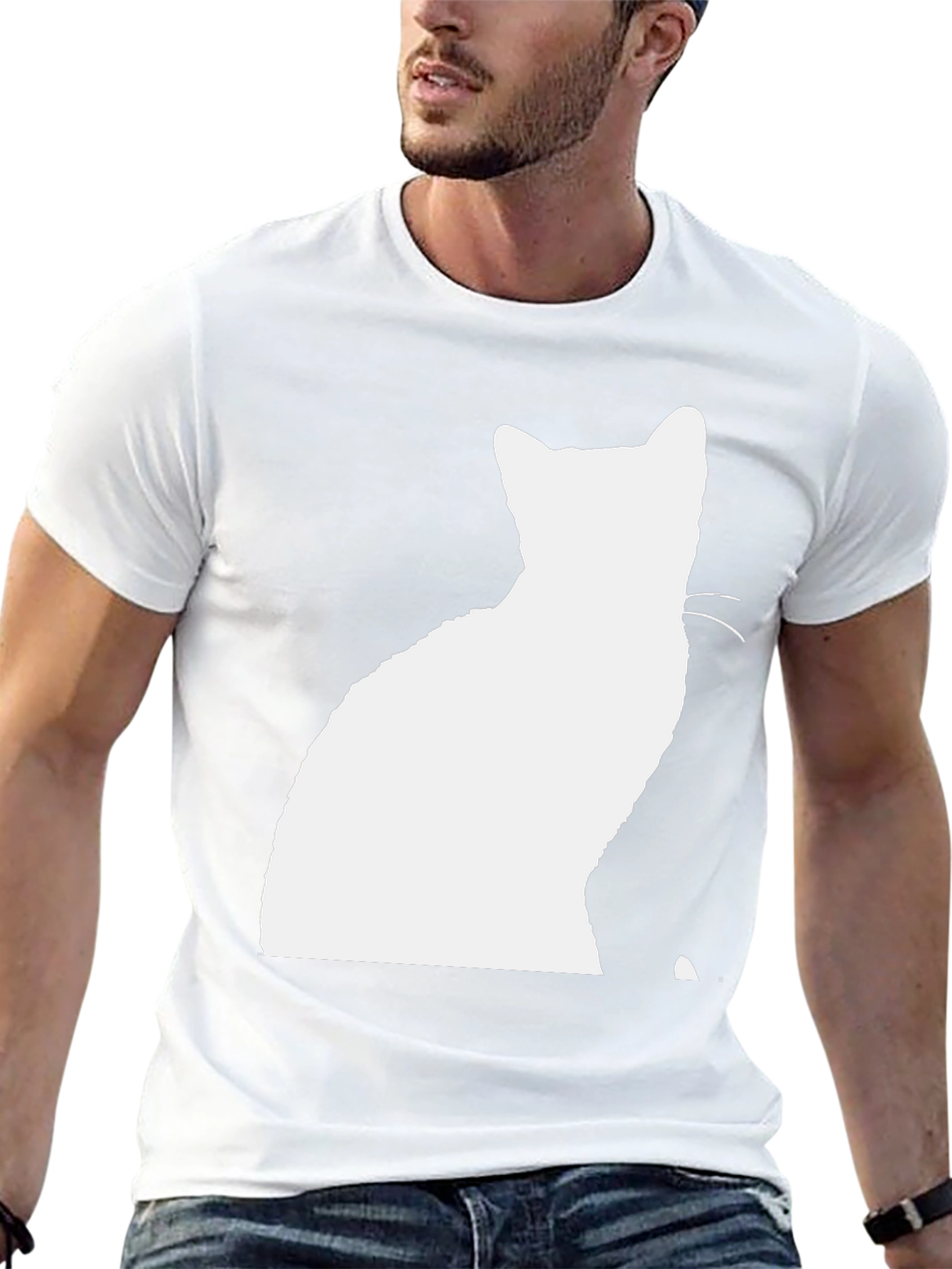 Silhouette Cat Graphic T-Shirt - Black