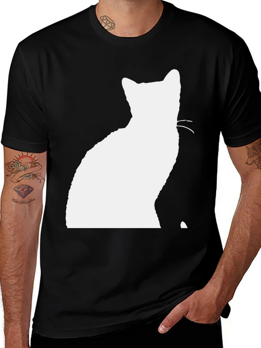 Silhouette Cat Graphic T-Shirt - Black