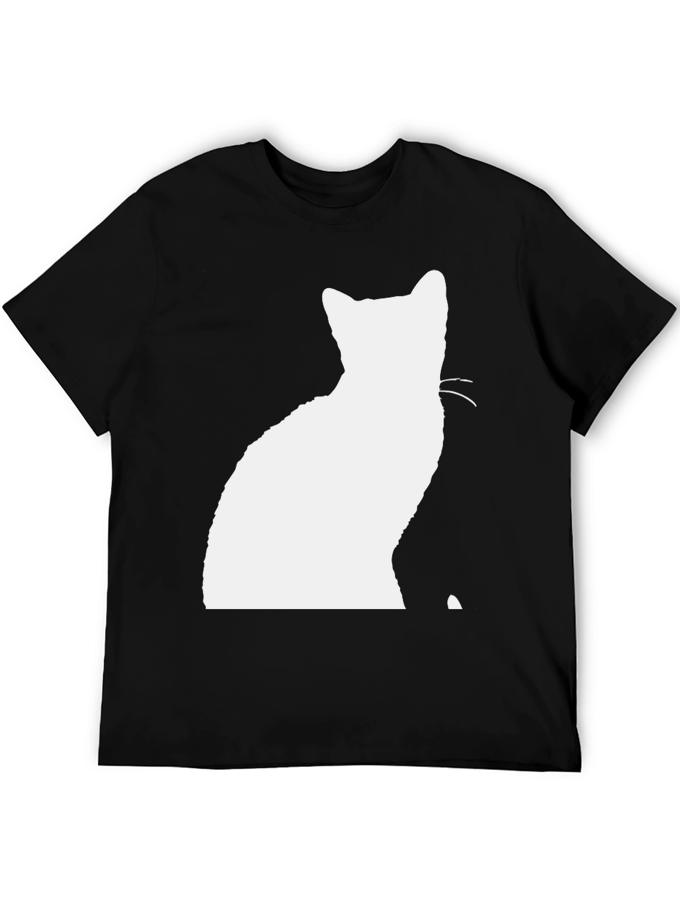 Silhouette Cat Graphic T-Shirt - Black