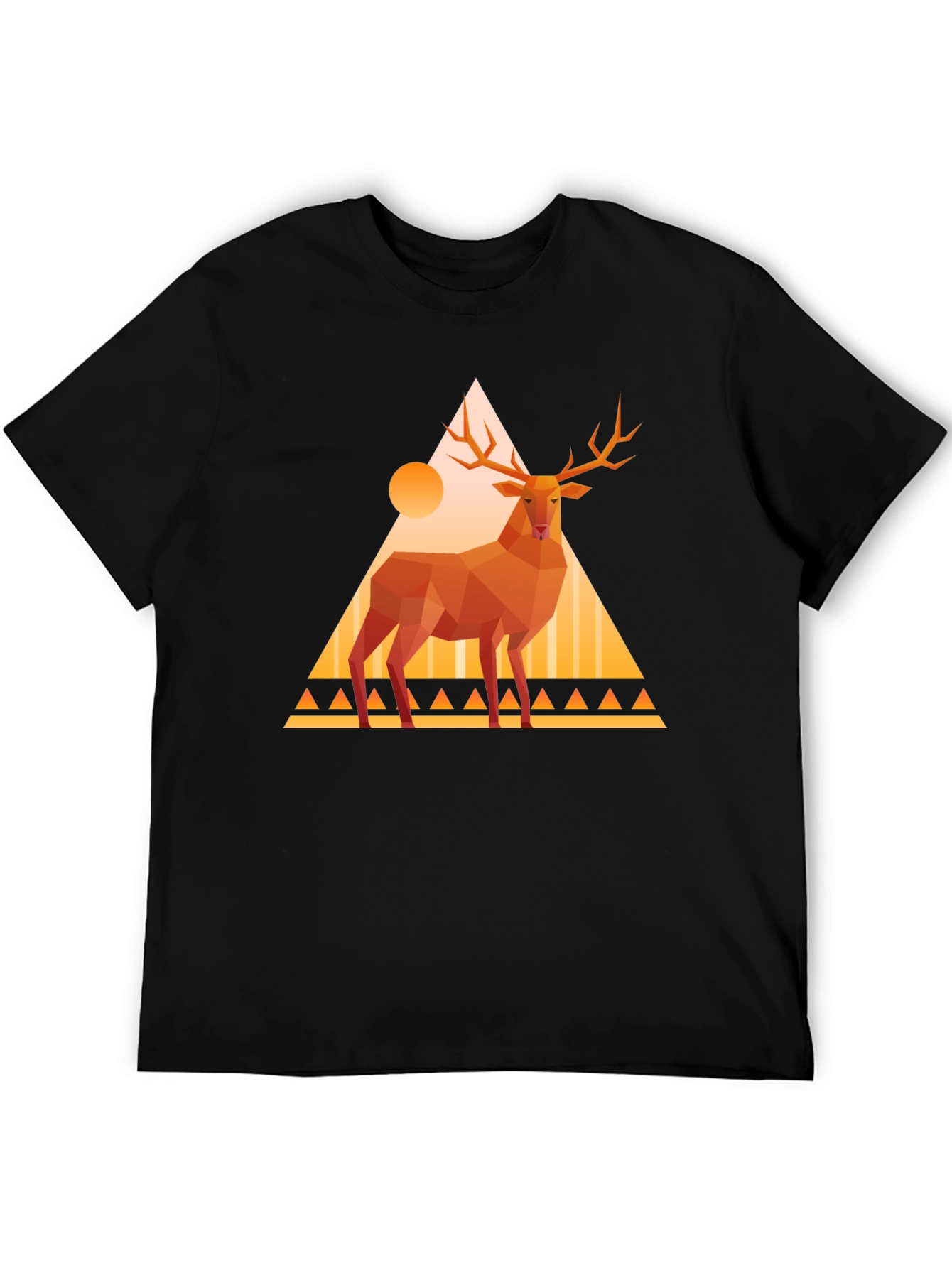 Geometric Deer Graphic Tee - Modern Art Shirt