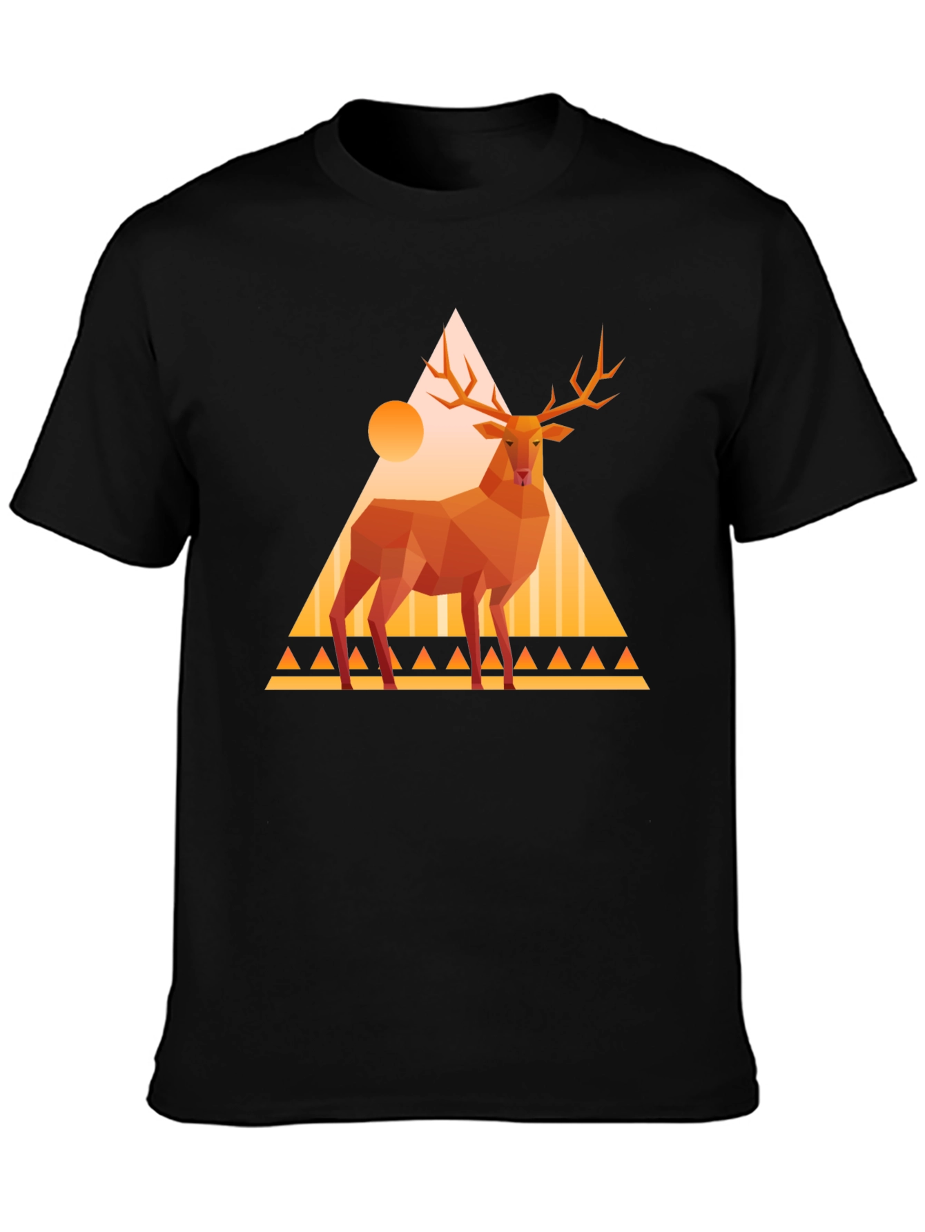 Geometric Deer Graphic Tee - Modern Art Shirt