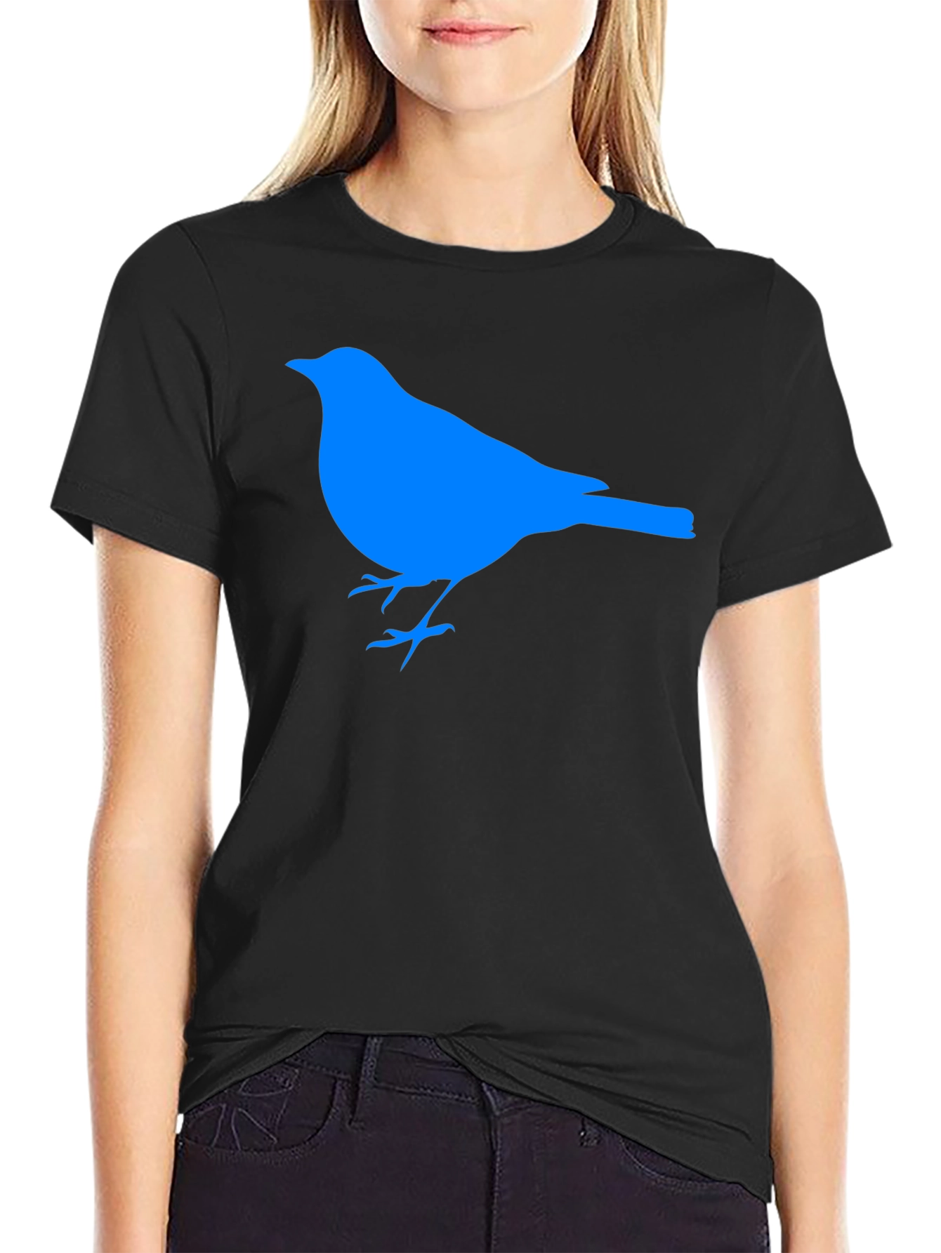 Blue Bird Graphic Black T-Shirt