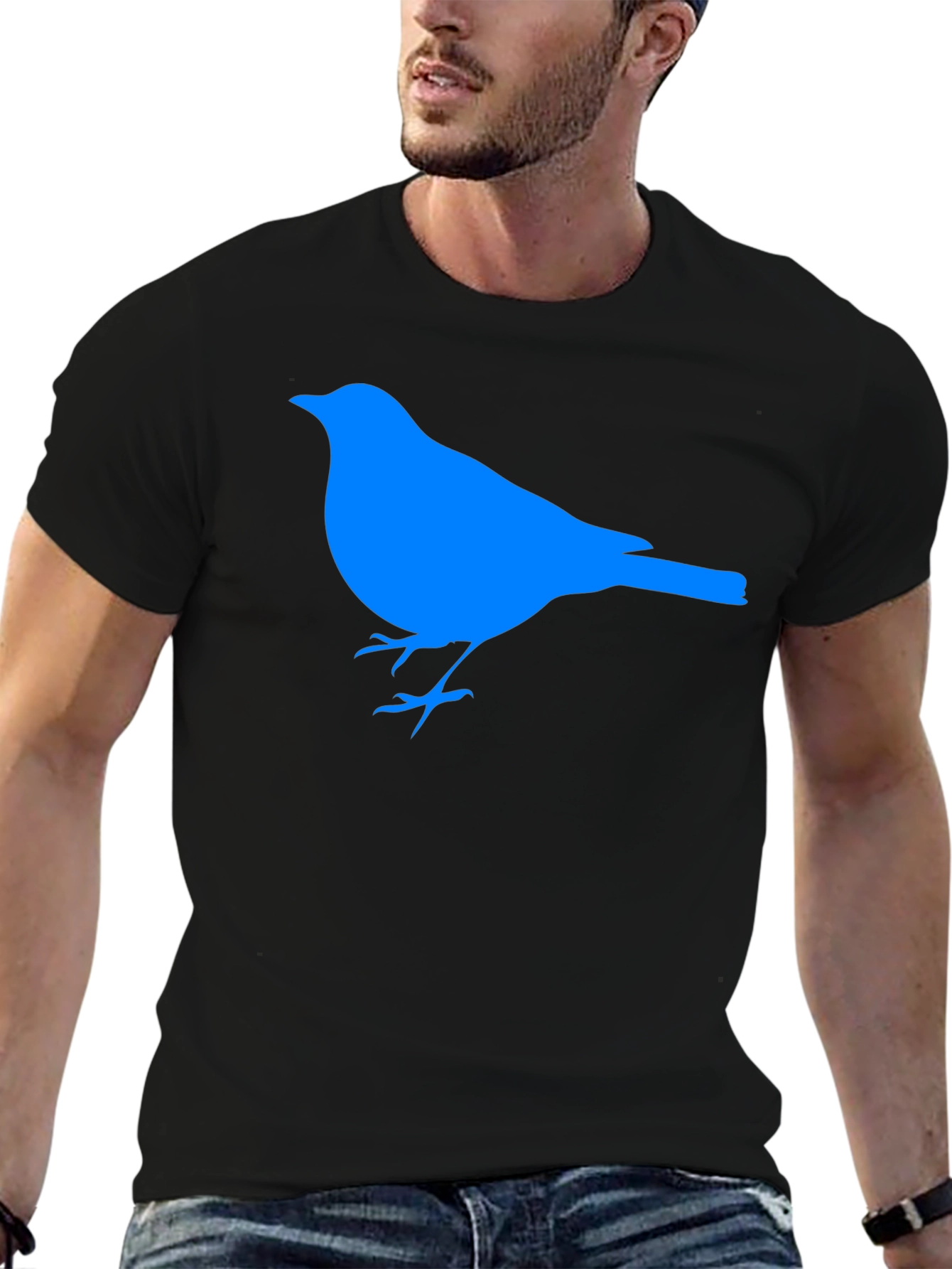 Blue Bird Graphic Black T-Shirt