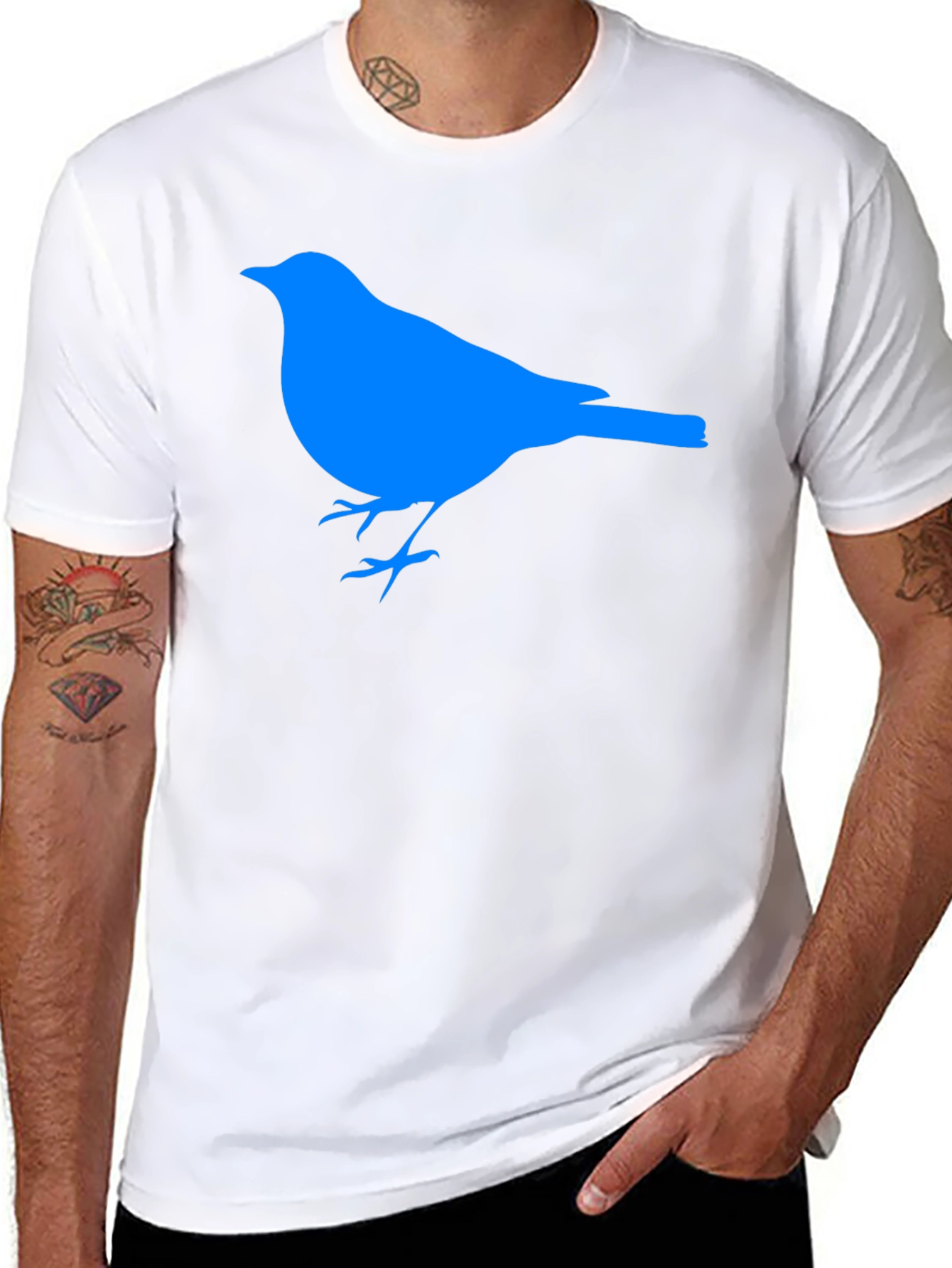 Blue Bird Graphic Black T-Shirt