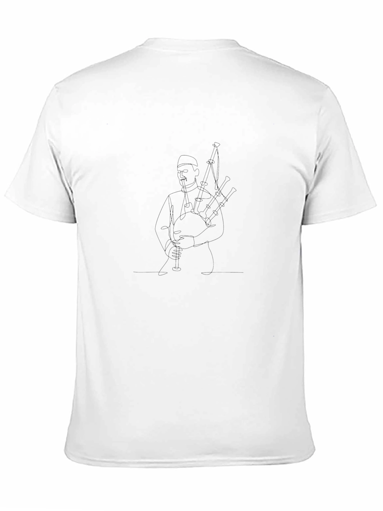 Bagpiper Line Art T-Shirt - Black