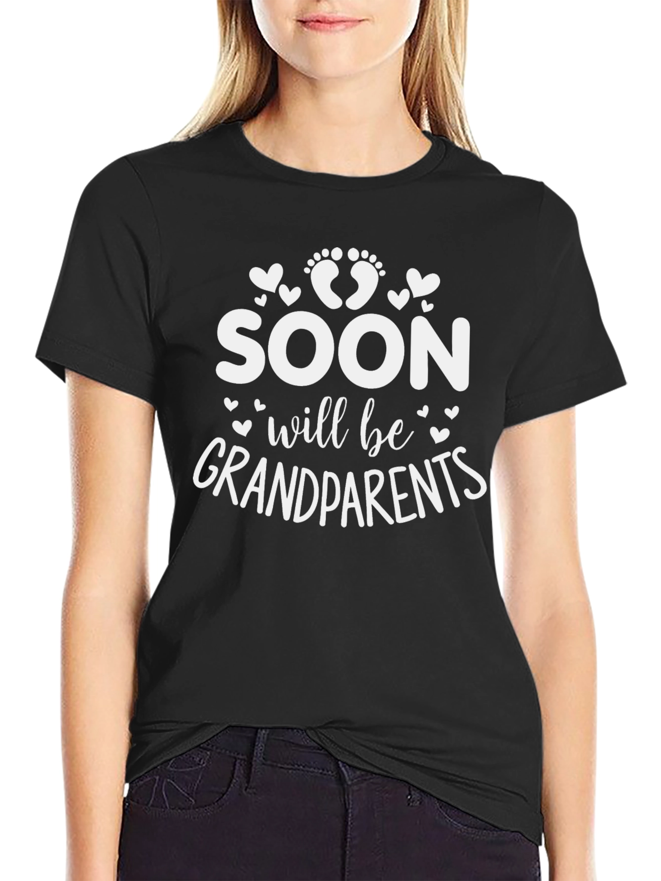 Soon To Be Grandparents Black Graphic Tee