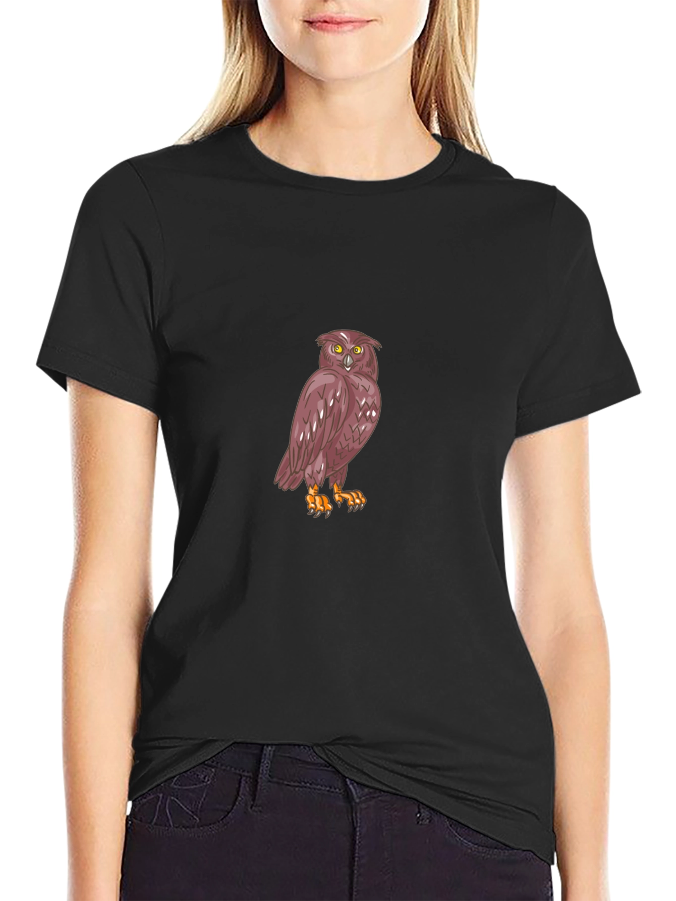 Mens Black Owl Graphic T-Shirt