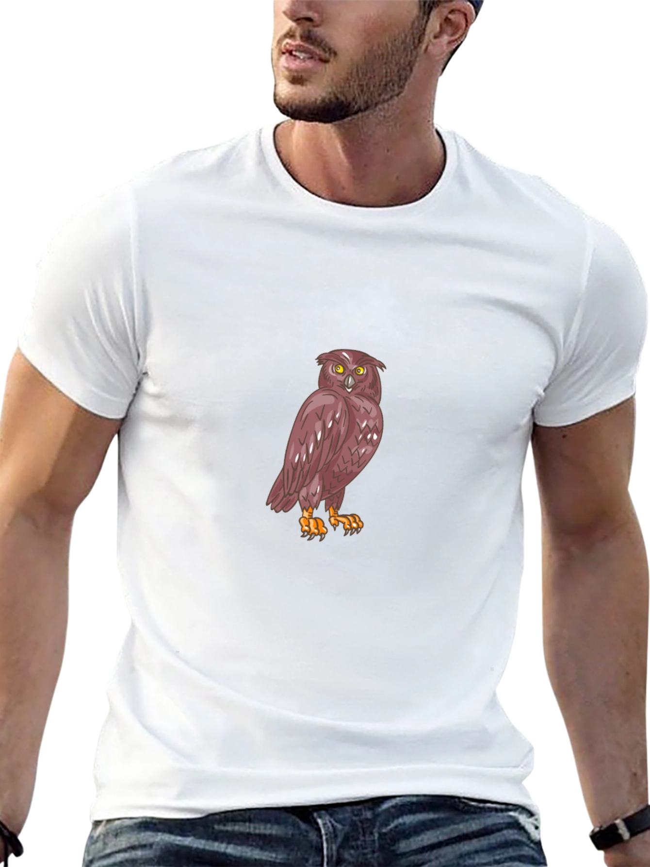Mens Black Owl Graphic T-Shirt