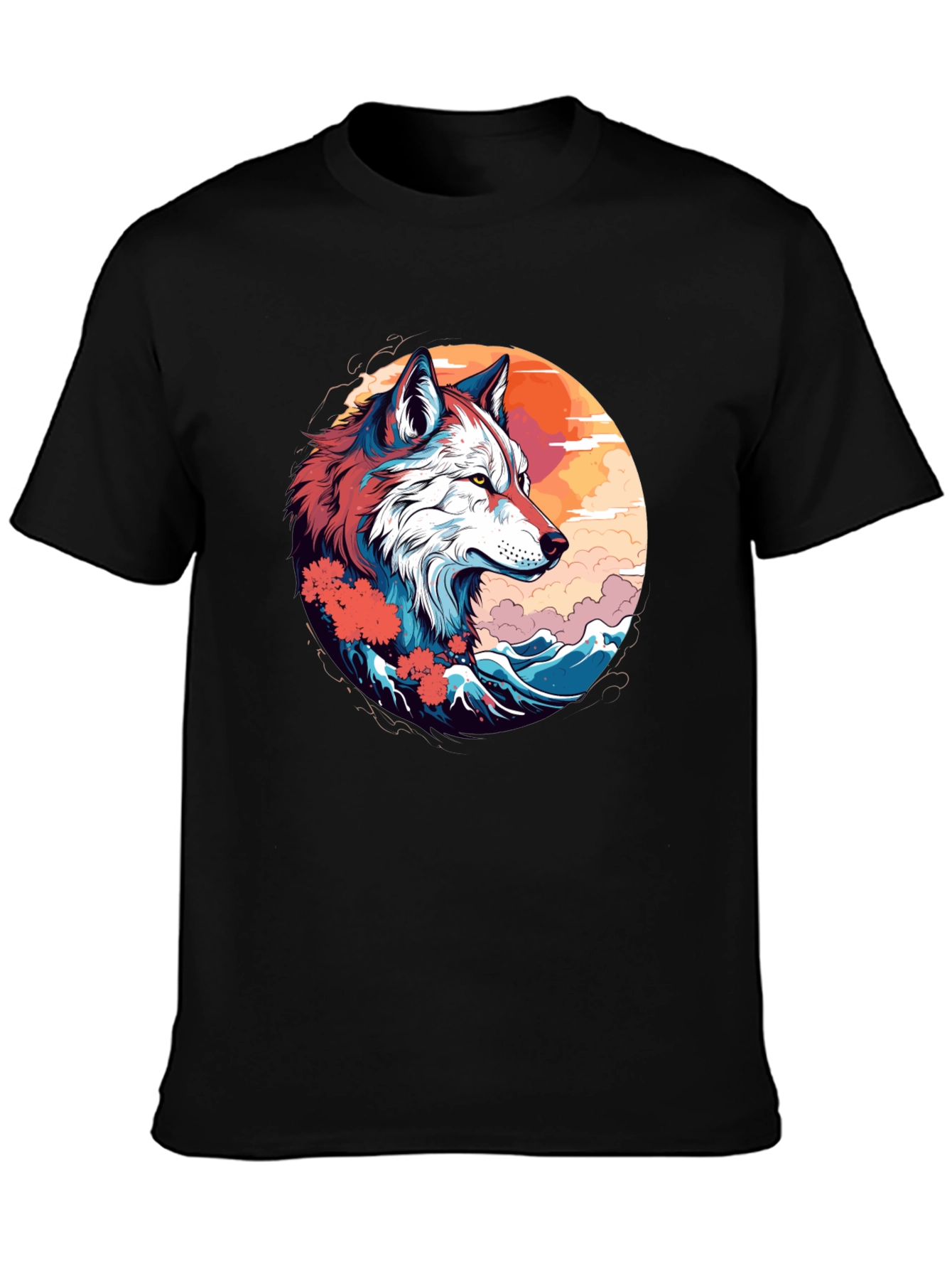 Wolf Art Graphic Tee - Mens Black T-Shirt