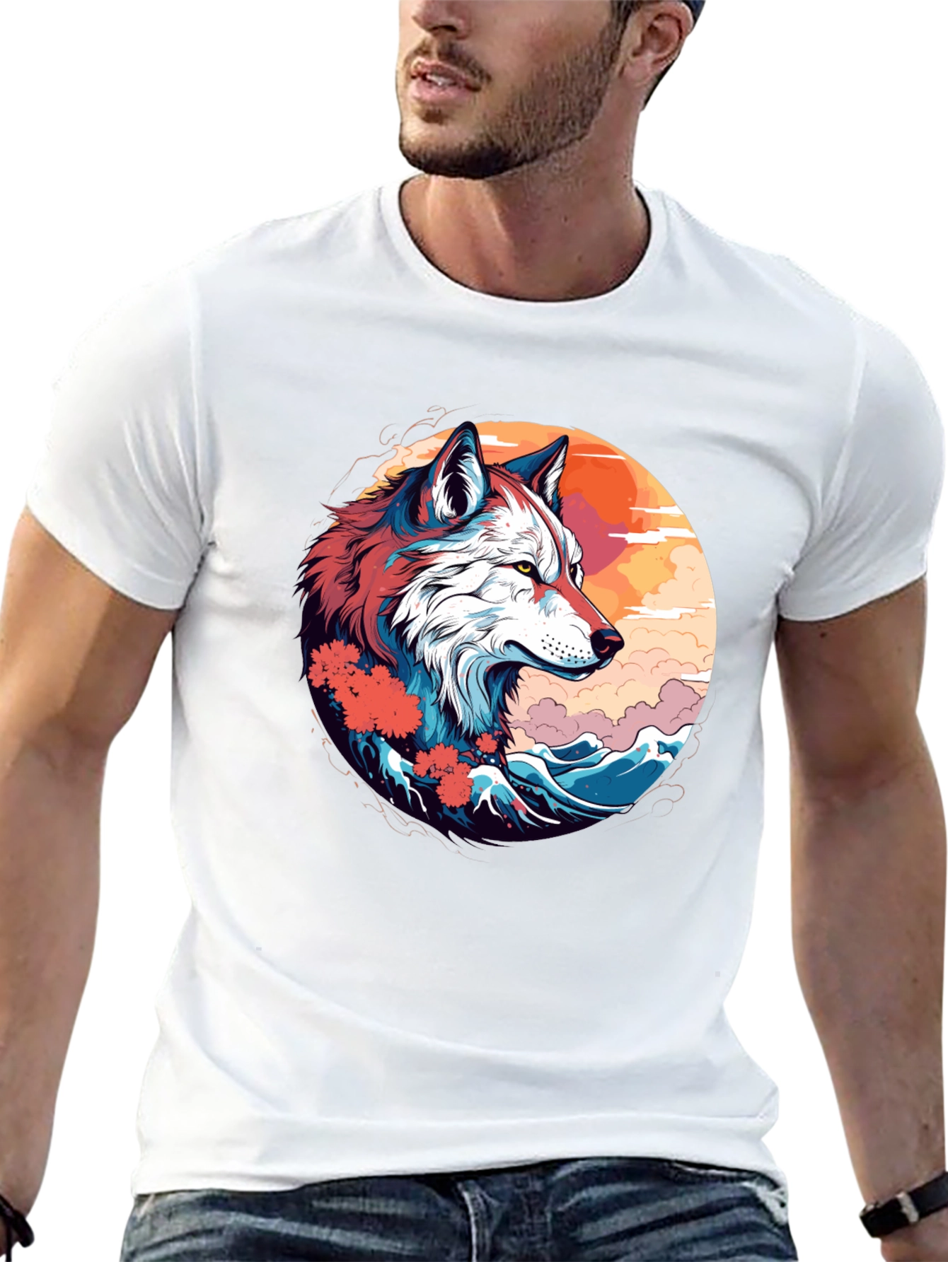 Wolf Art Graphic Tee - Mens Black T-Shirt