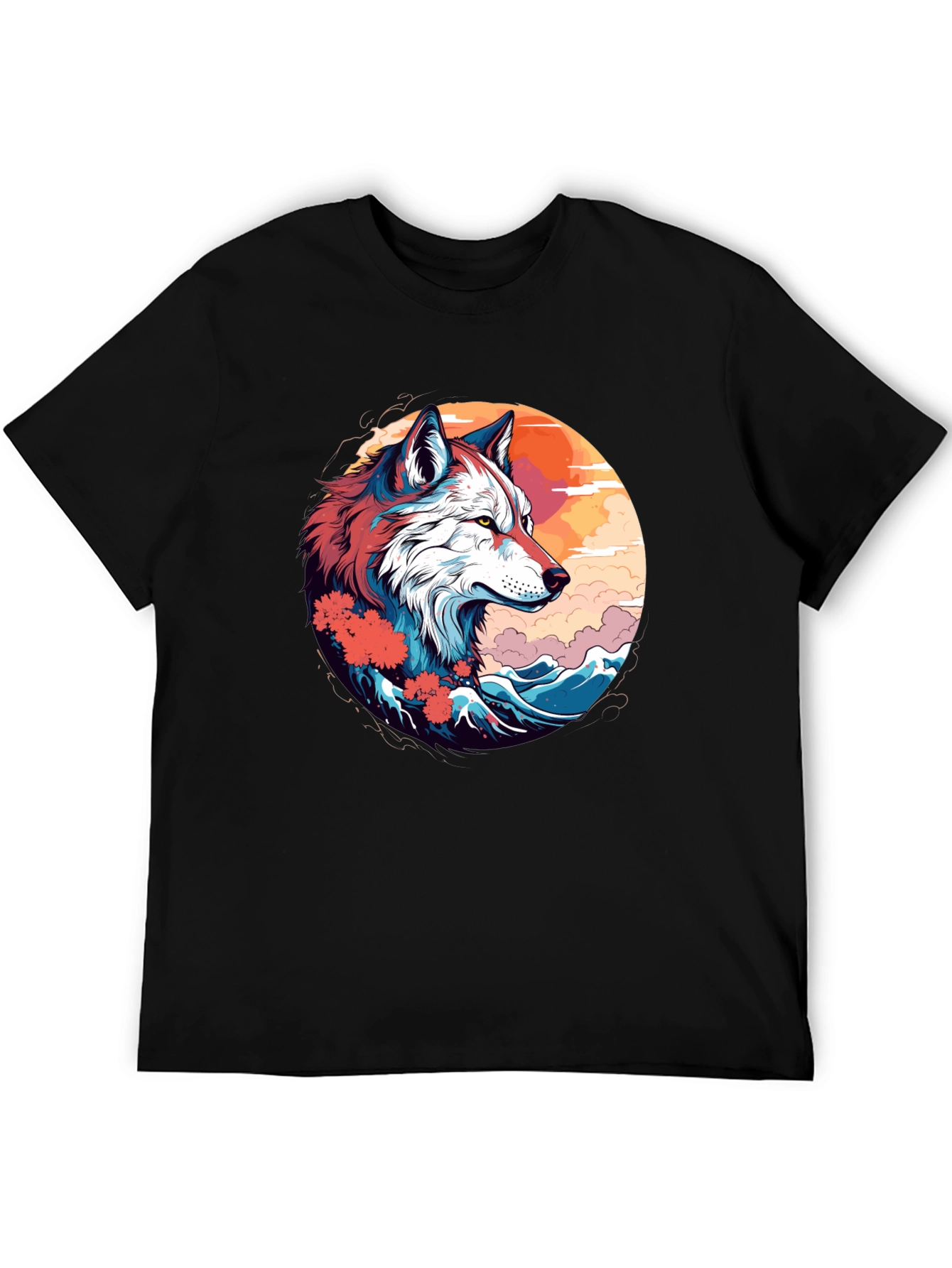Wolf Art Graphic Tee - Mens Black T-Shirt